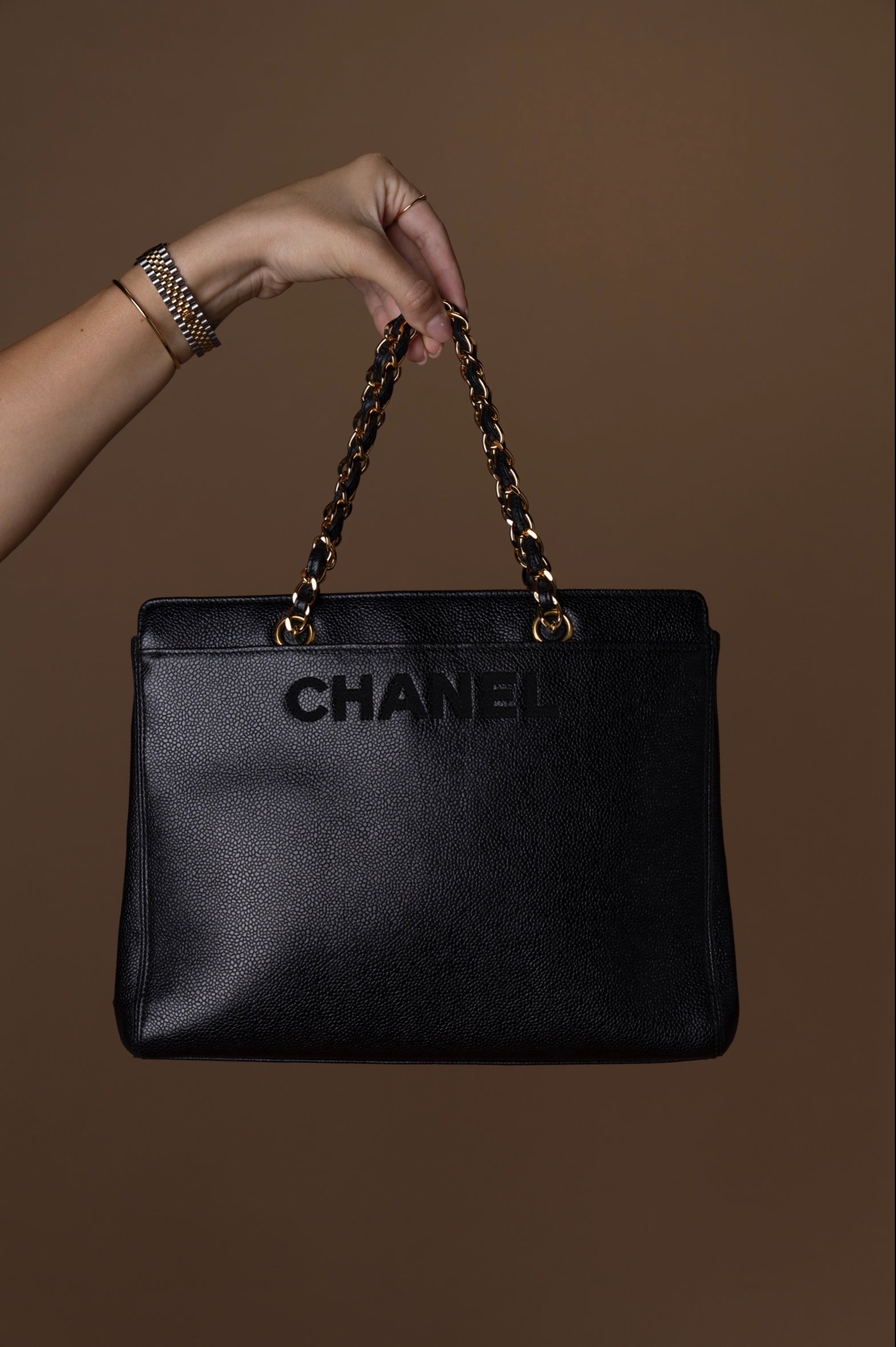 Chanel Logo Chain Tote