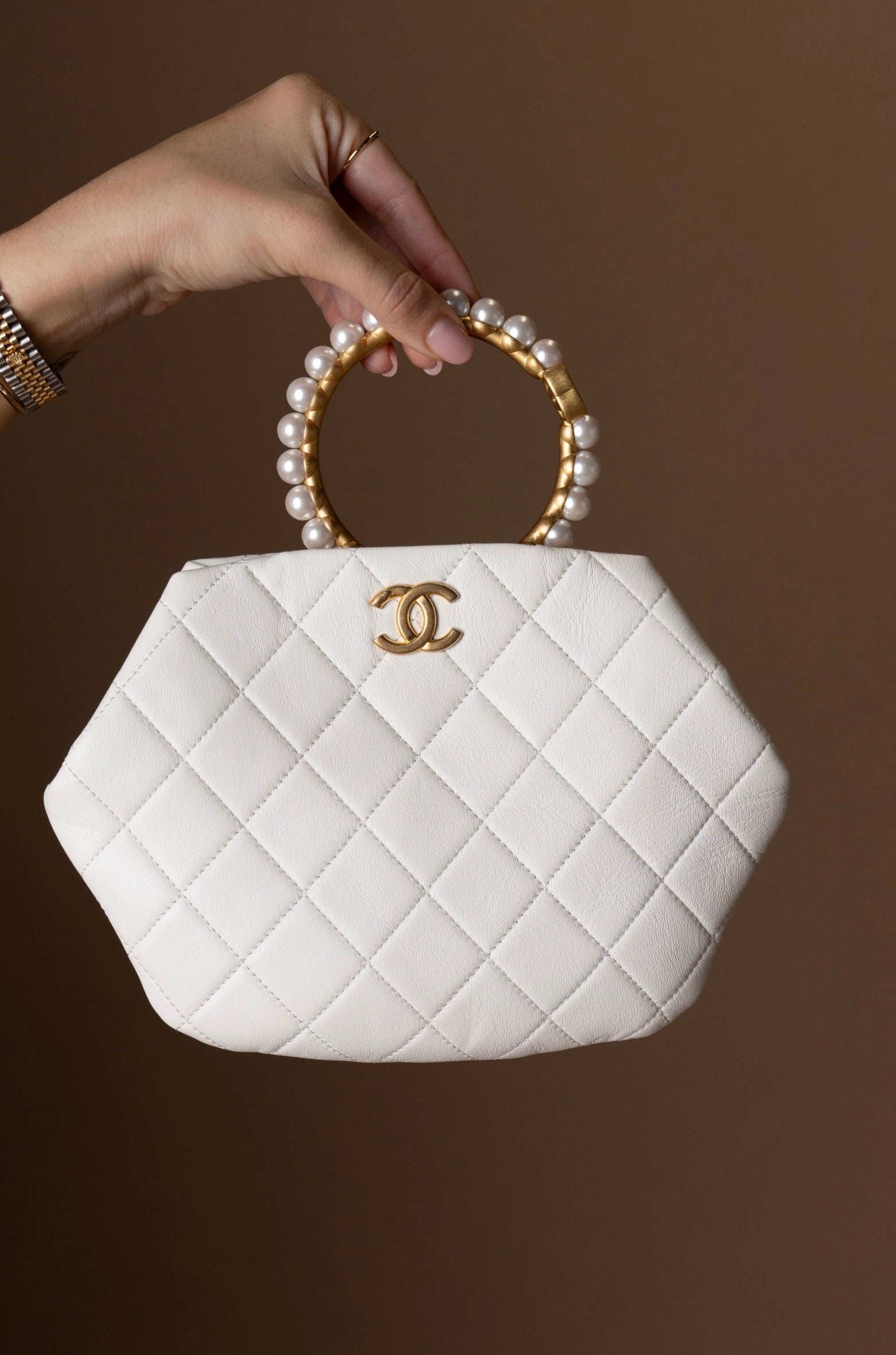 Chanel Pearl Crown Handle Clutch