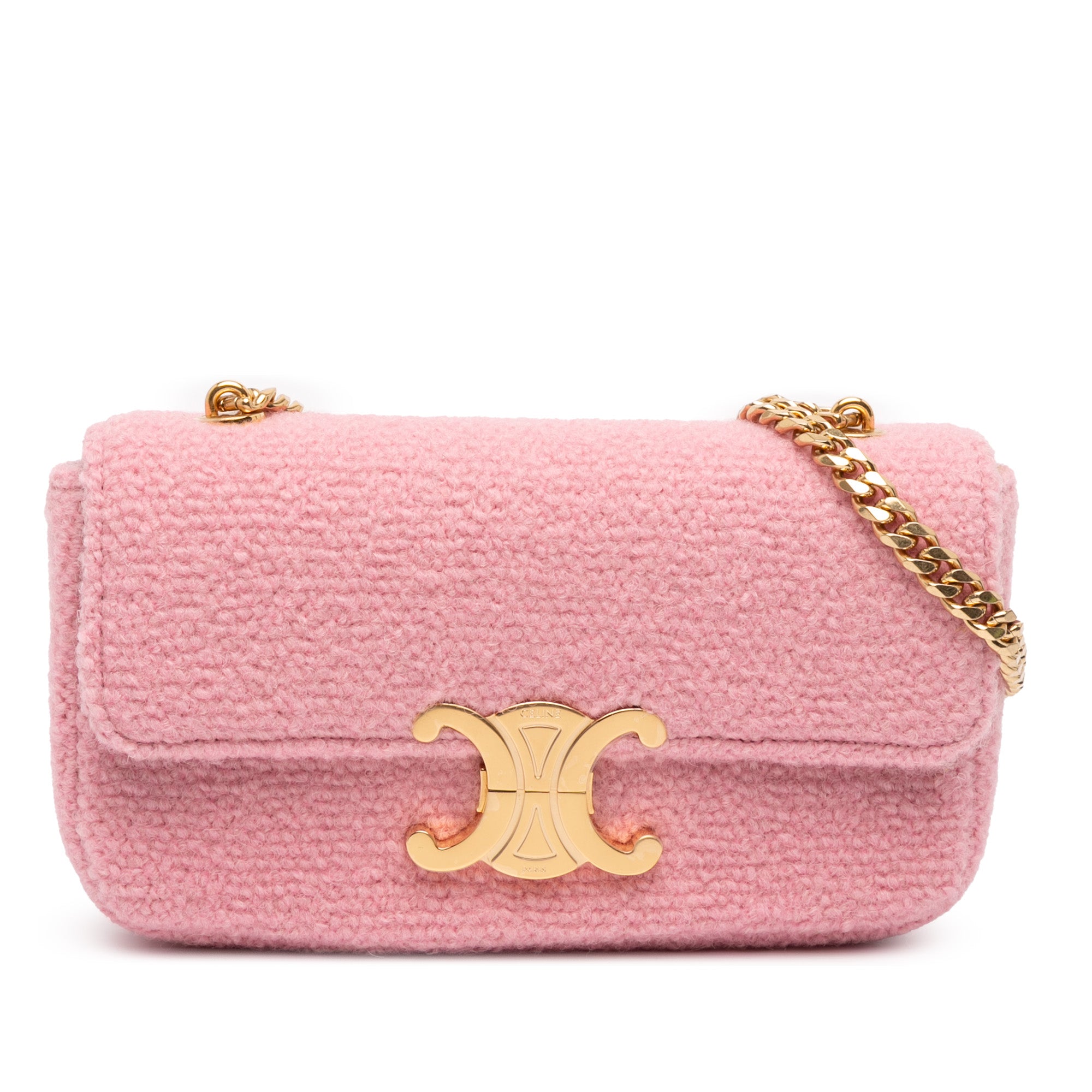 Celine Tweed Claude Chain Shoulder Bag