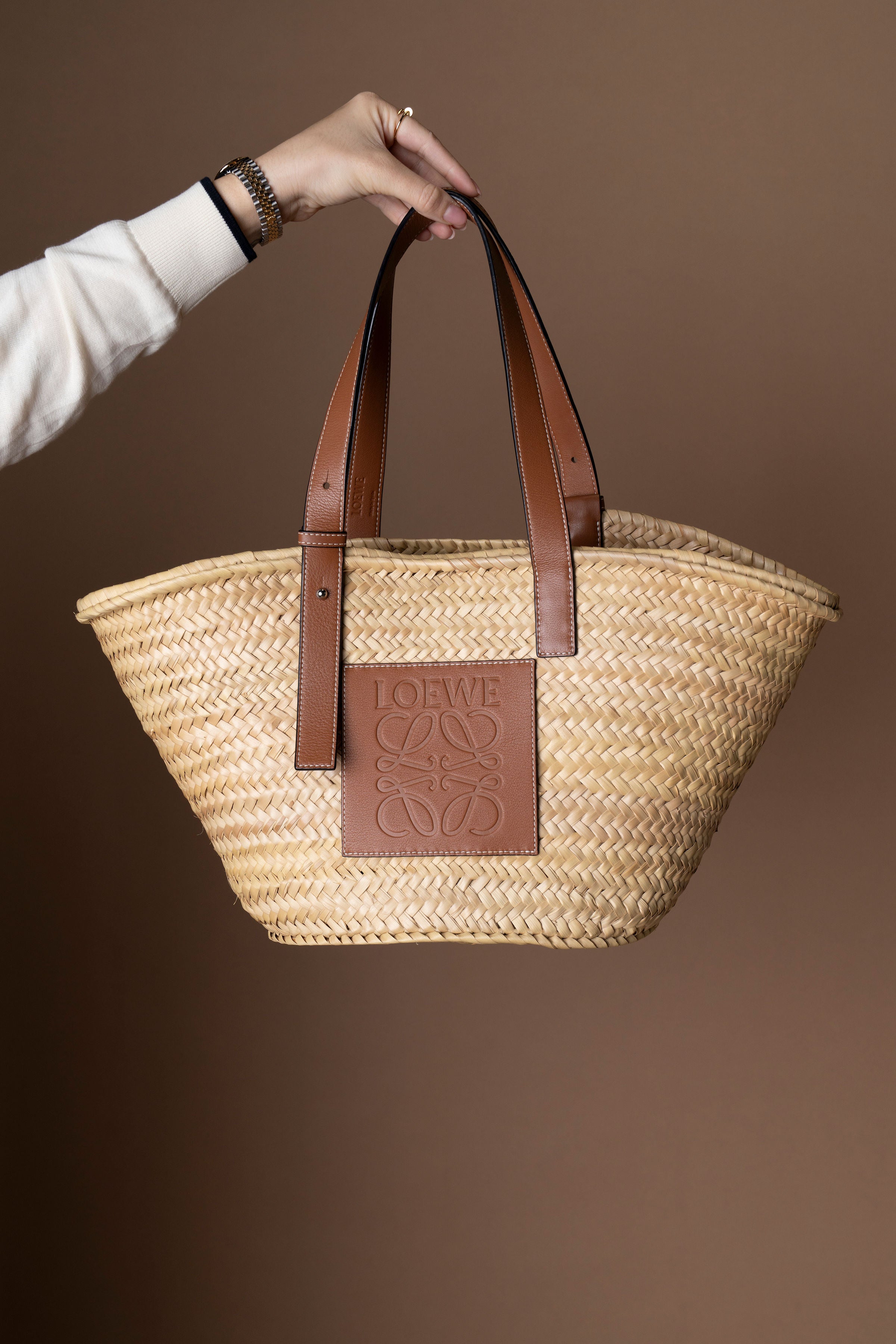 Loewe Medium Raffia Basket Tote