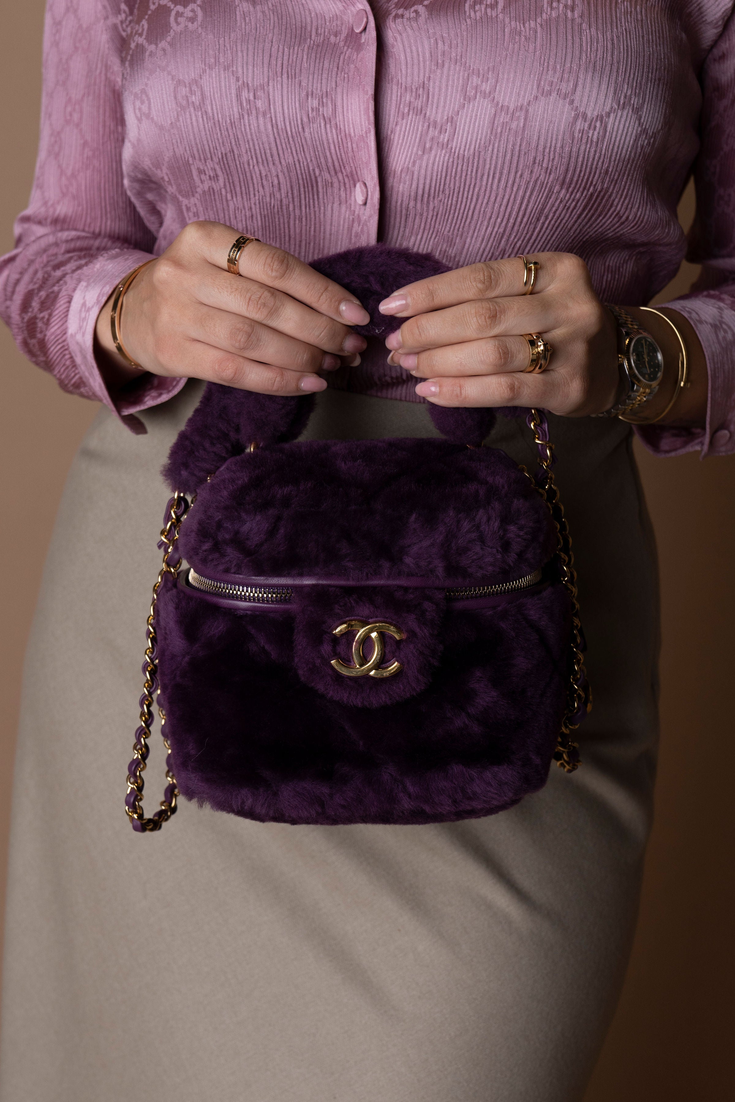 Chanel Shearling Vanity Case