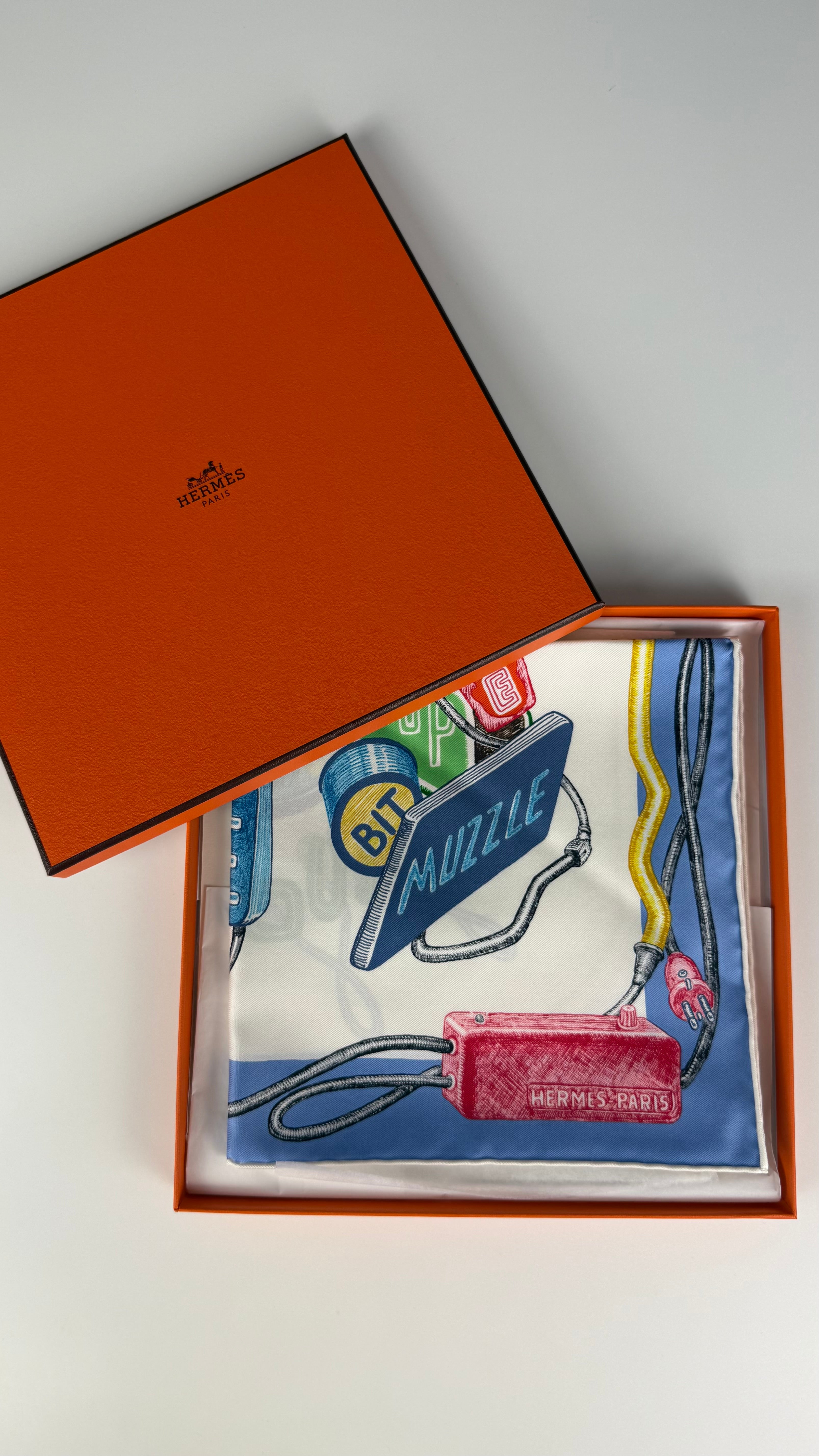 Lenço Hermès Gavroche Twill Chevaloscope Neon