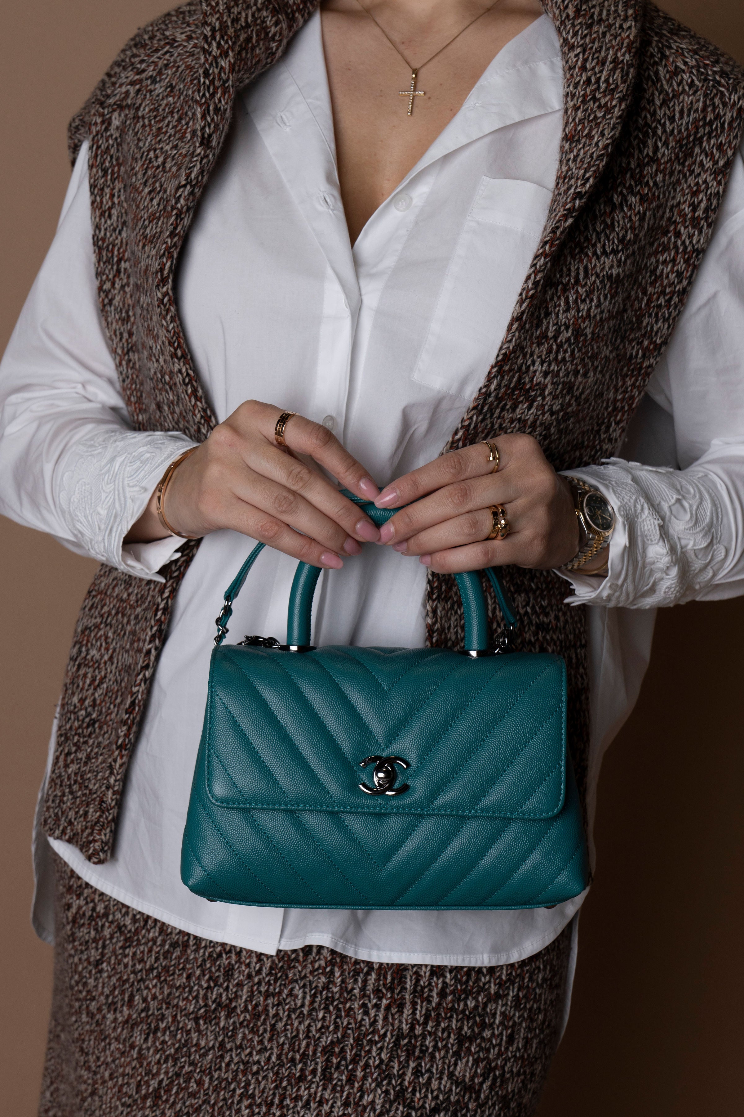 Chanel Mini Chevron Coco Top Handle