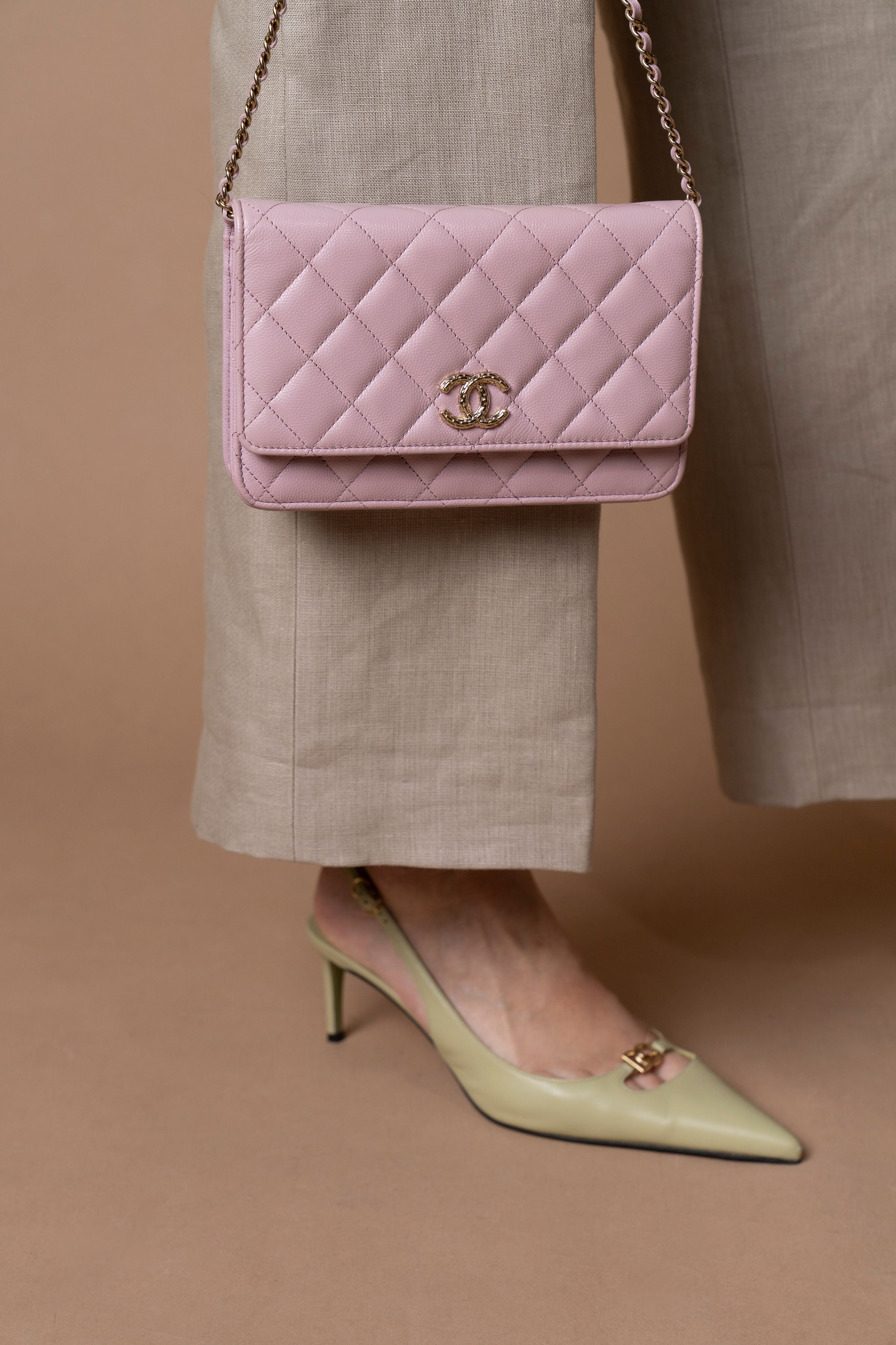 Chanel CC Quilted Caviar Wallet on Chain