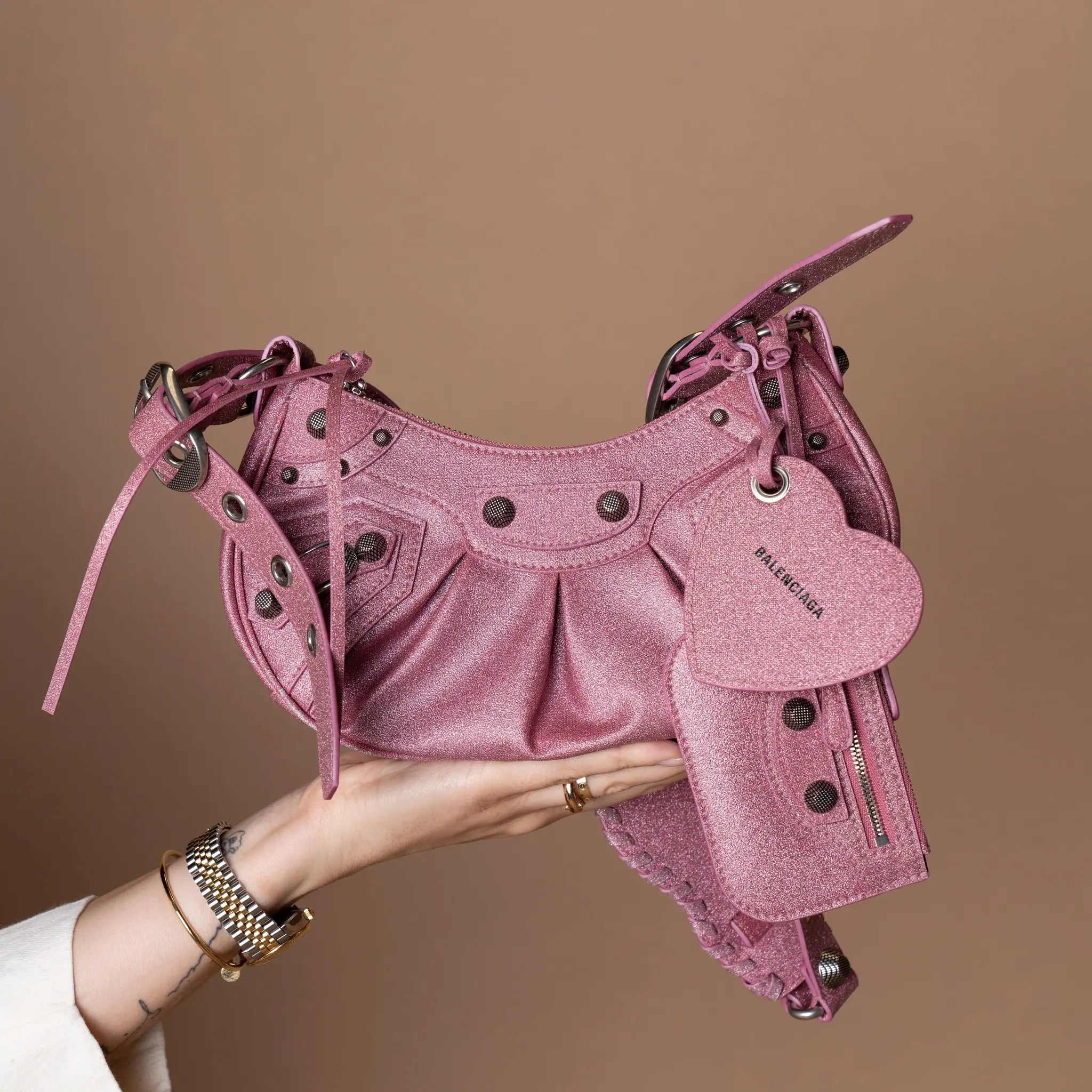Balenciaga Le Cagole XS Glitter — Front View
