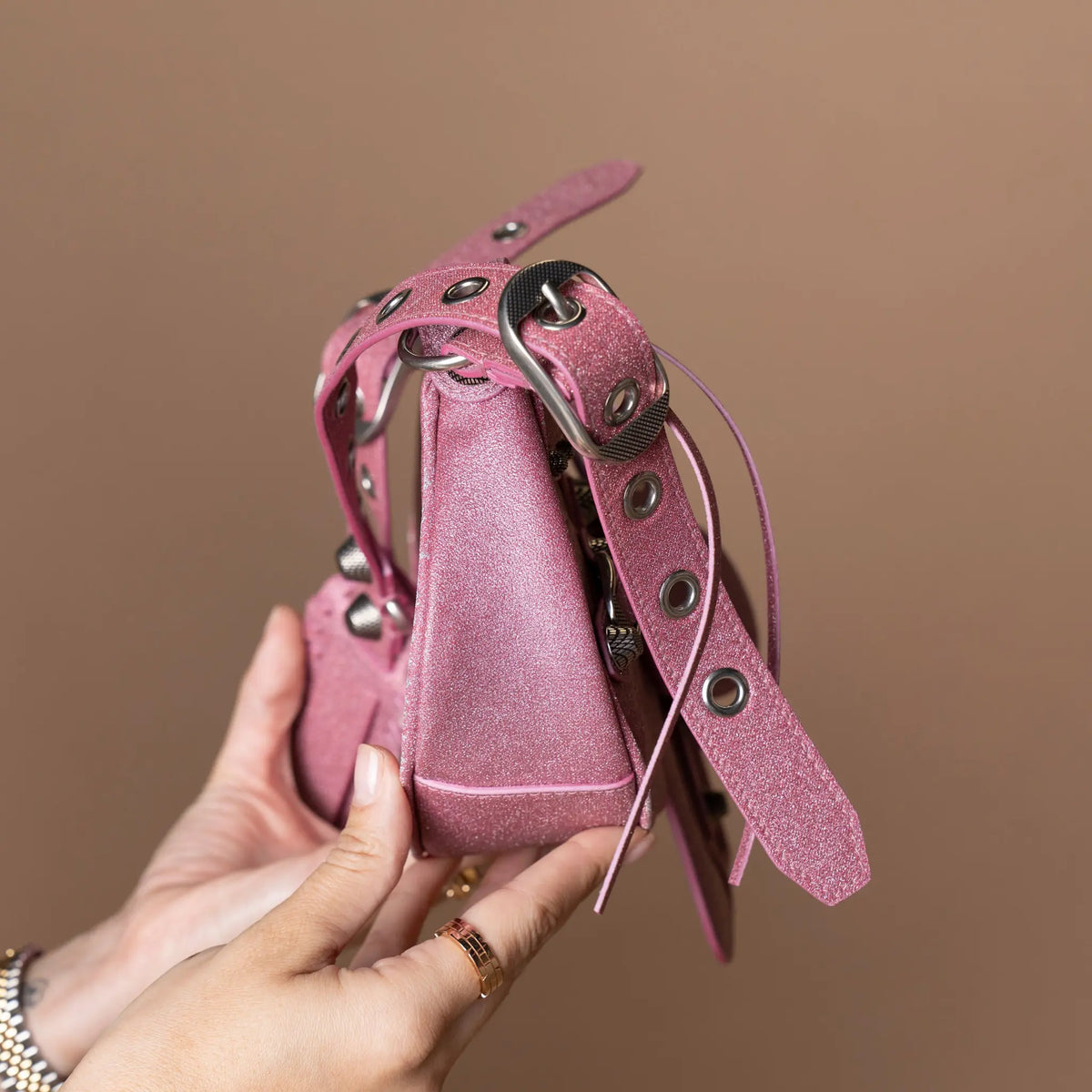 Balenciaga Le Cagole XS Glitter — Side Profile