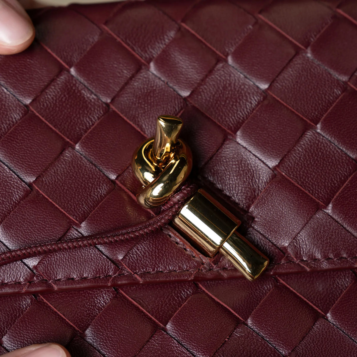 Bottega Veneta Lambskin Intrecciato Andiamo Clutch — Back View
