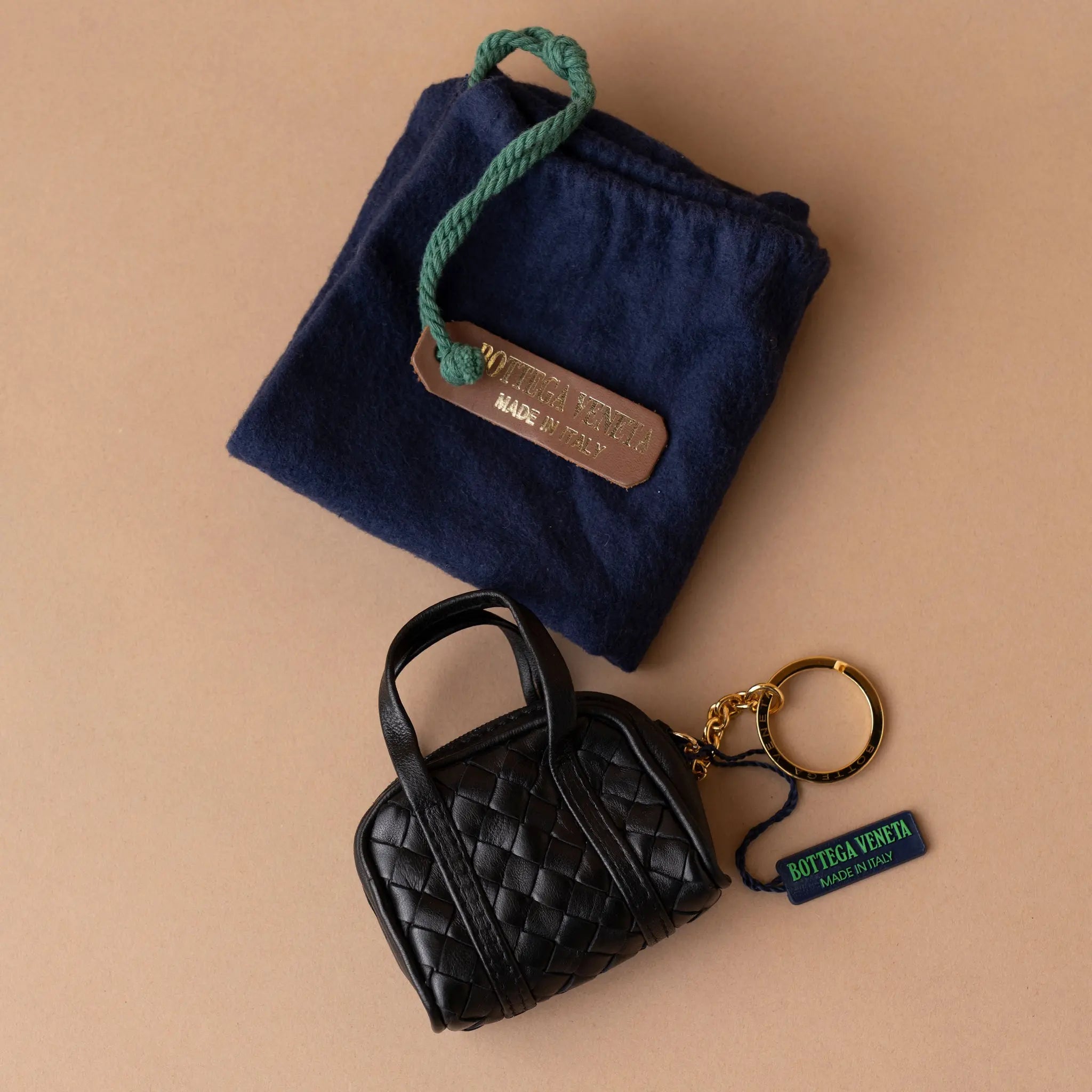 Bottega Veneta Nappa Intrecciato Pouch Key Holder and Bag Charm — Front View