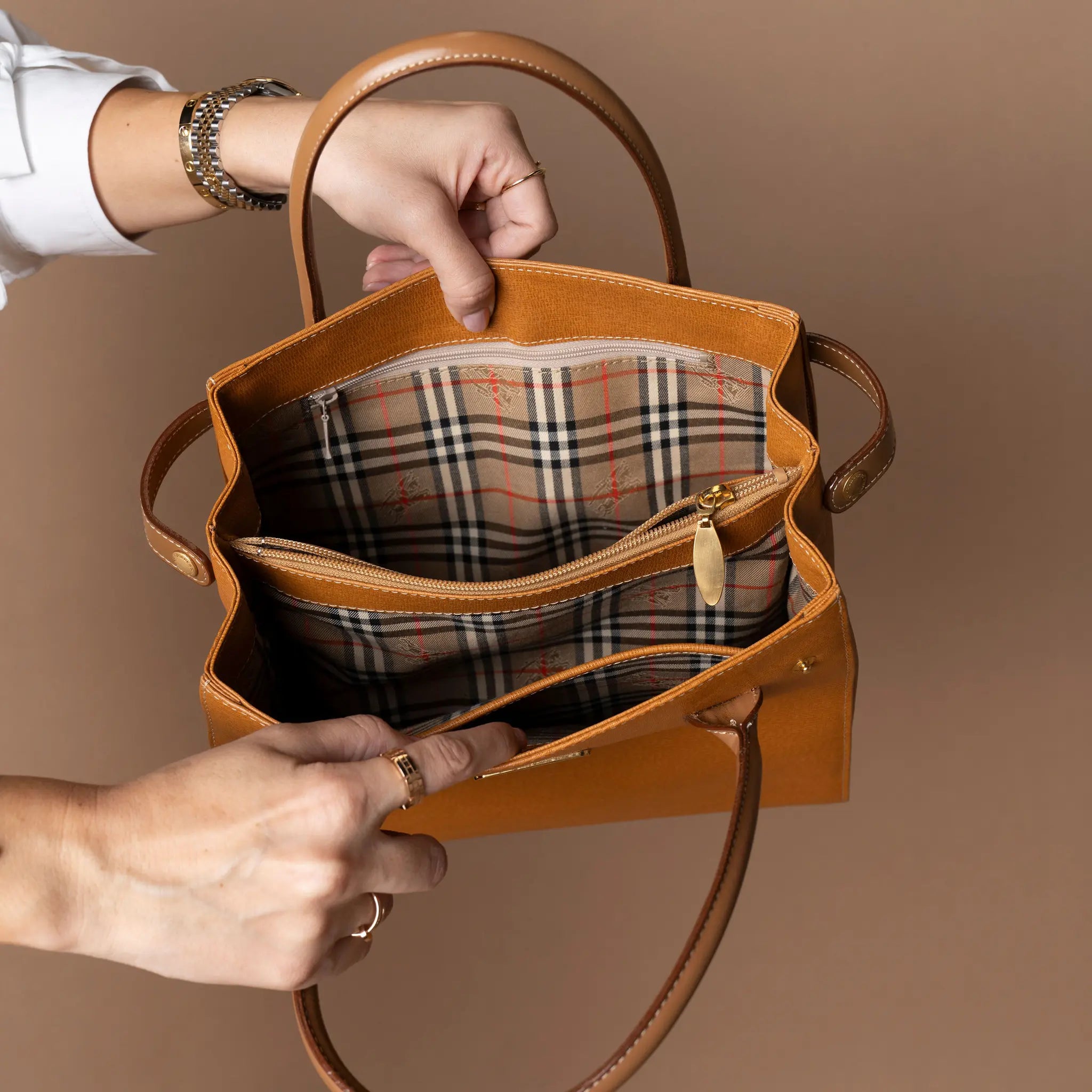 Burberry Calf Leather Handbag — Side Profile