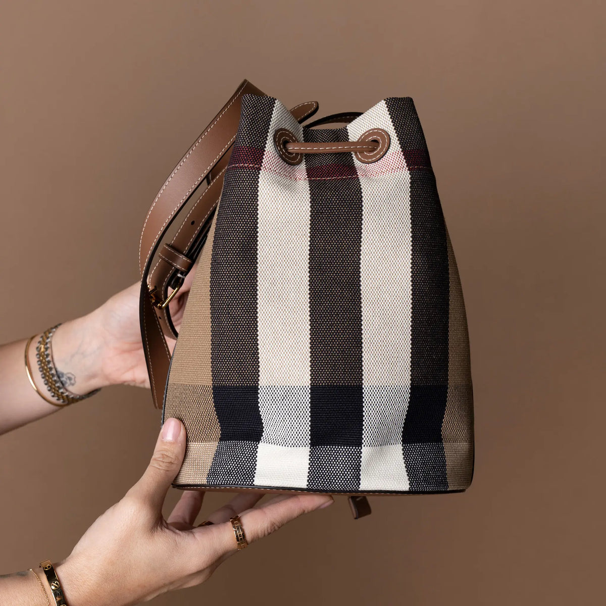 Burberry House Check Small Bucket Bag — Featured Image