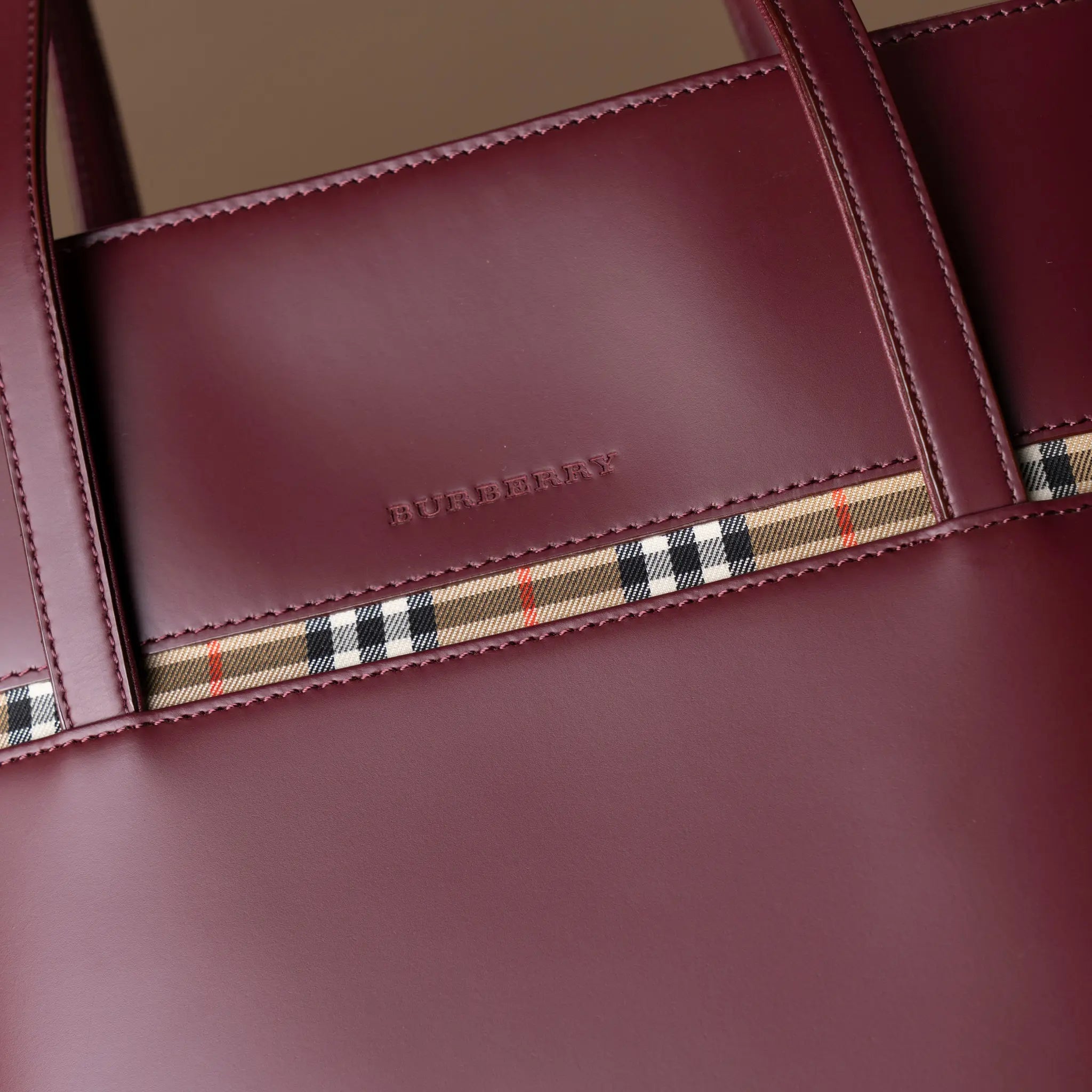 Burberry House Check Trimmed Leather Shoulder Bag — Back View