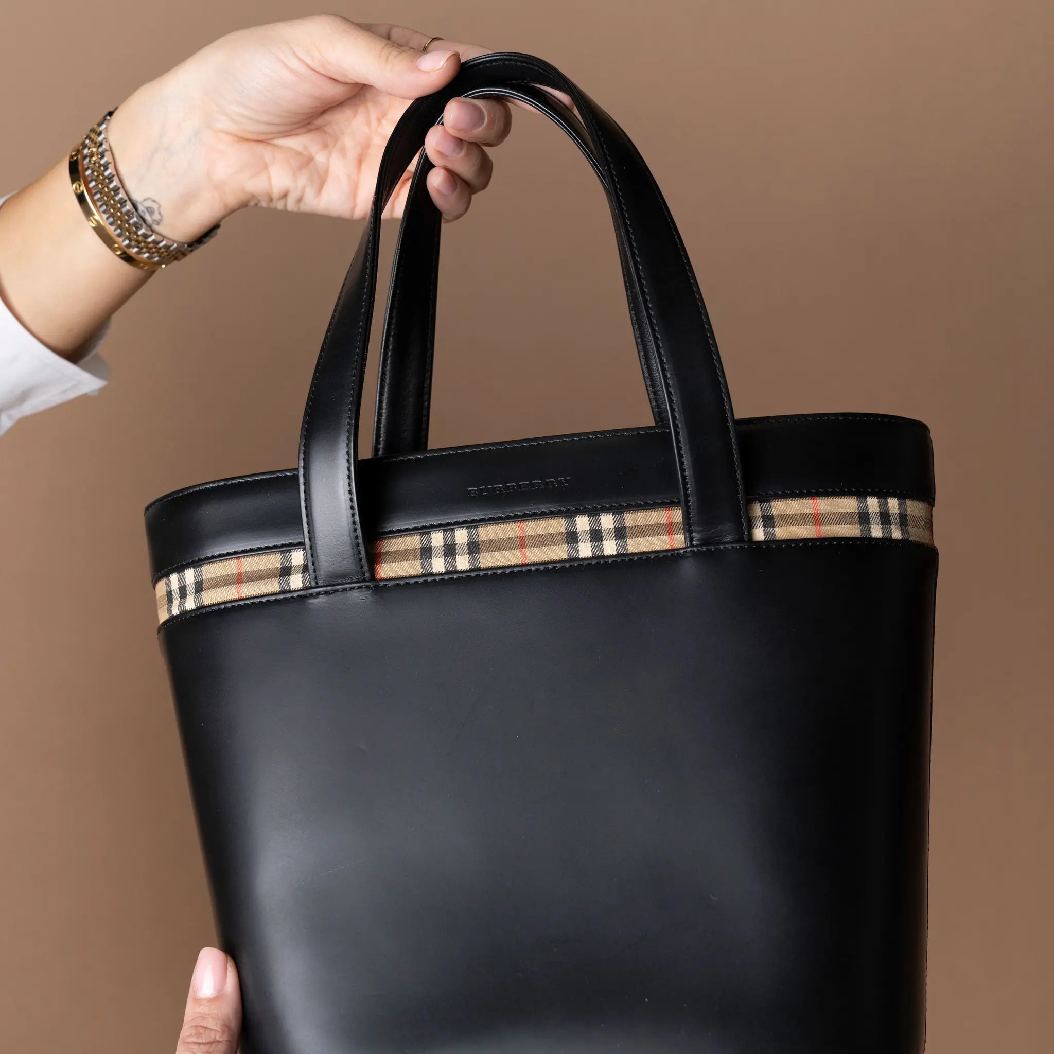 Burberry Leather Handbag — Front View