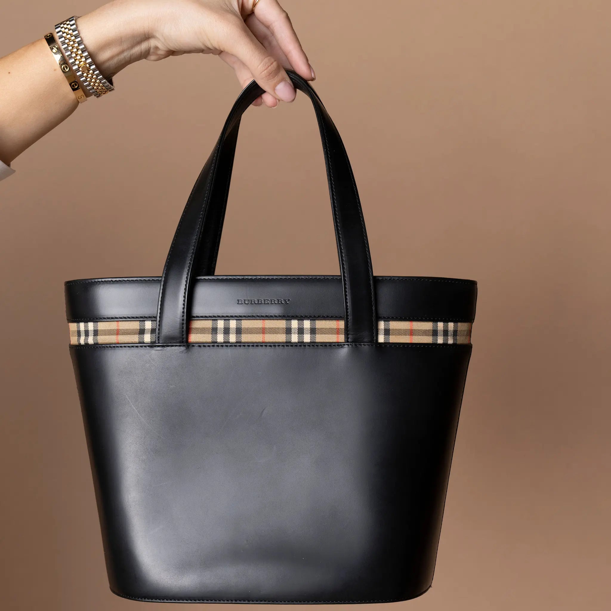 Burberry Leather Handbag — Side Profile