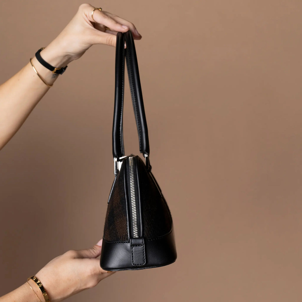 Burberry Supernova Check Wool Shoulder Bag — Front View