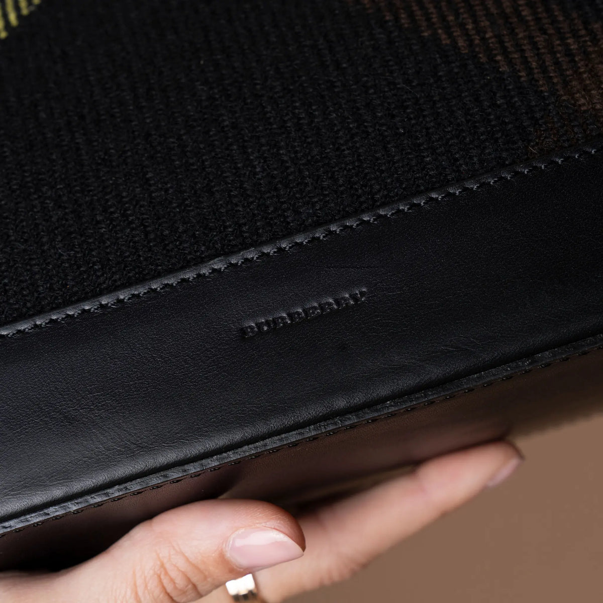 Burberry Supernova Check Wool Shoulder Bag — Detail View