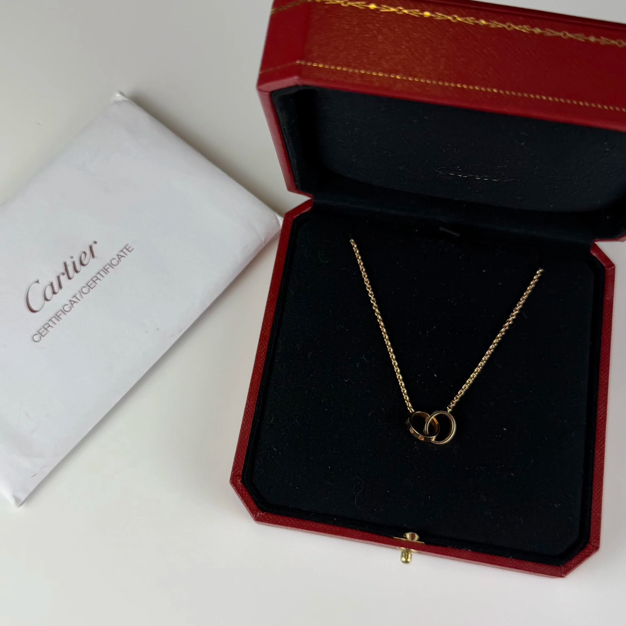 Cartier 18K Rose Gold Interlocking Love Necklace