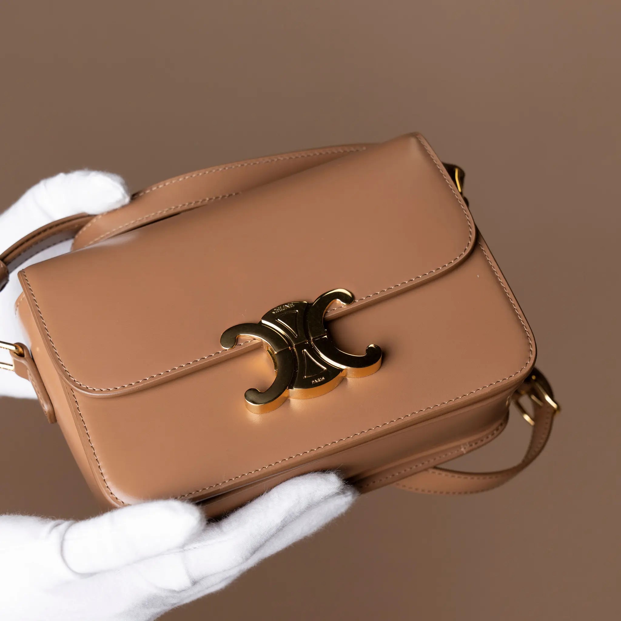 Celine Classique Shiny Calfskin Triomphe Crossbody — Back View