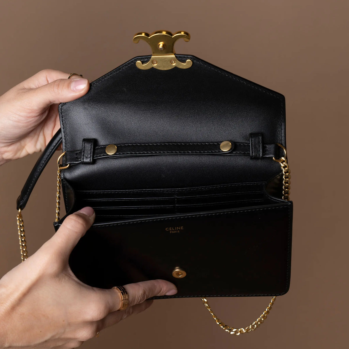 Celine Small Chain Triomphe — Interior Detail