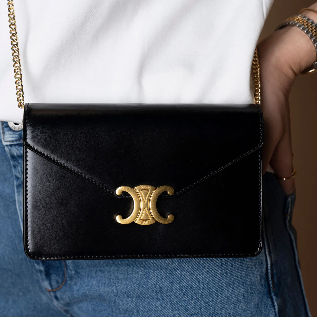 Celine Small Chain Triomphe — Close-up Detail