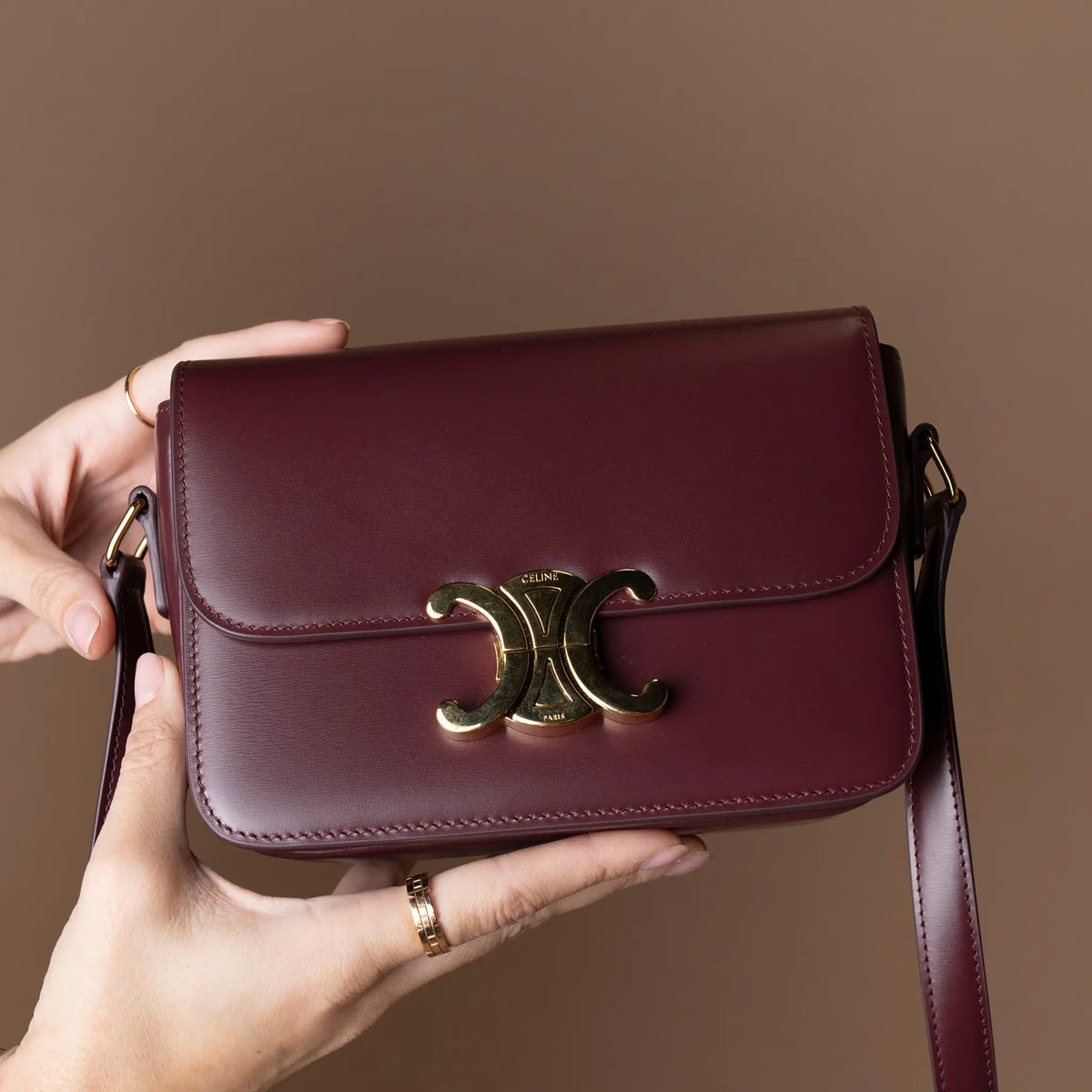 Celine Teen Shiny Calfskin Triomphe Crossbody — Featured Image