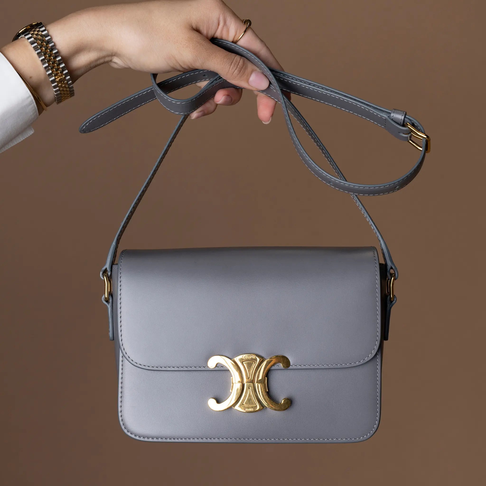 Celine Teen Shiny Calfskin Triomphe Crossbody — Featured Image