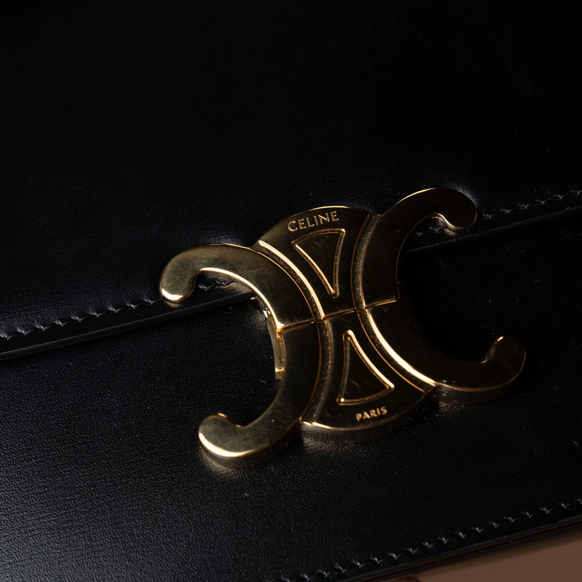 Celine Teen Shiny Calfskin Triomphe Crossbody — Front View