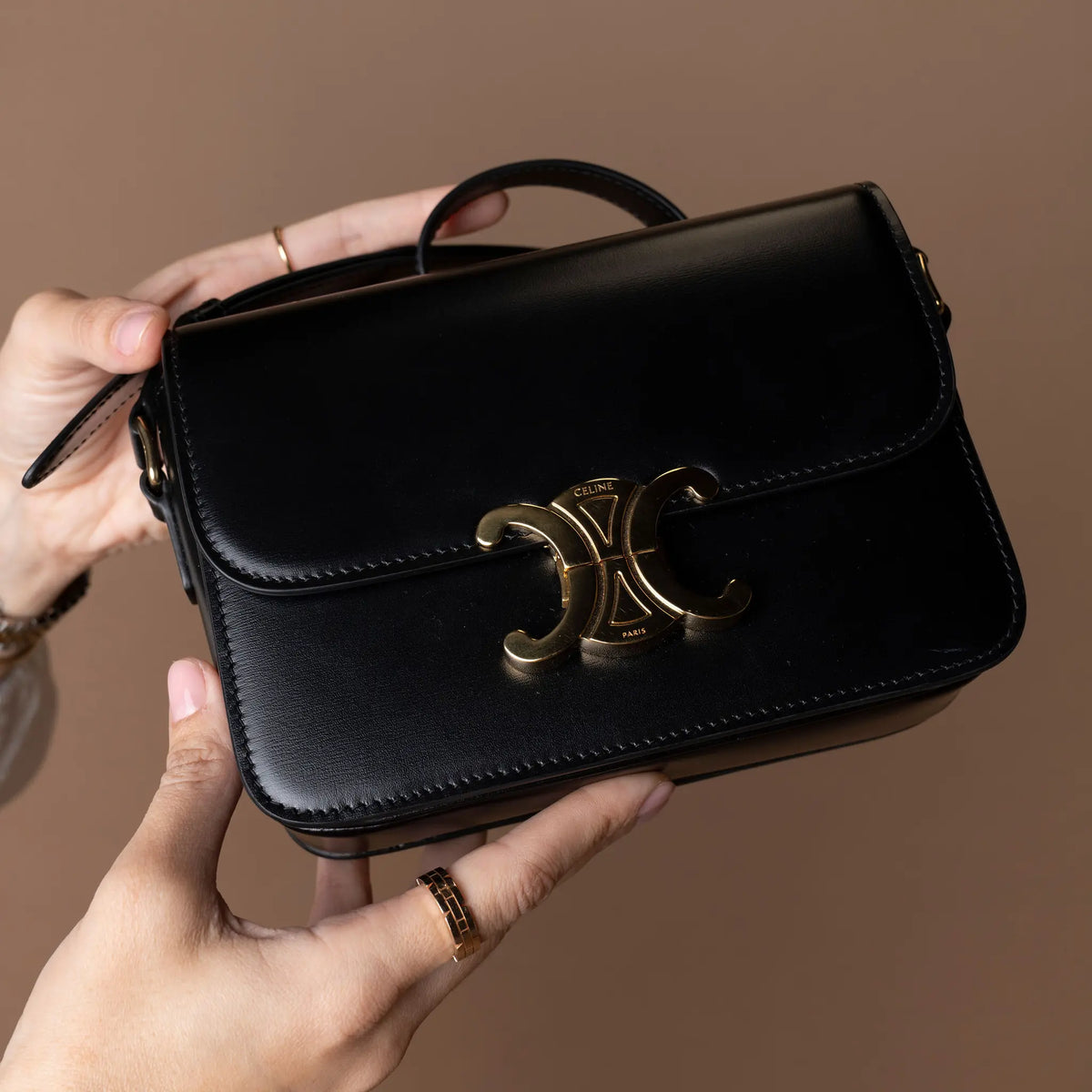Celine Teen Shiny Calfskin Triomphe Crossbody — Interior Detail