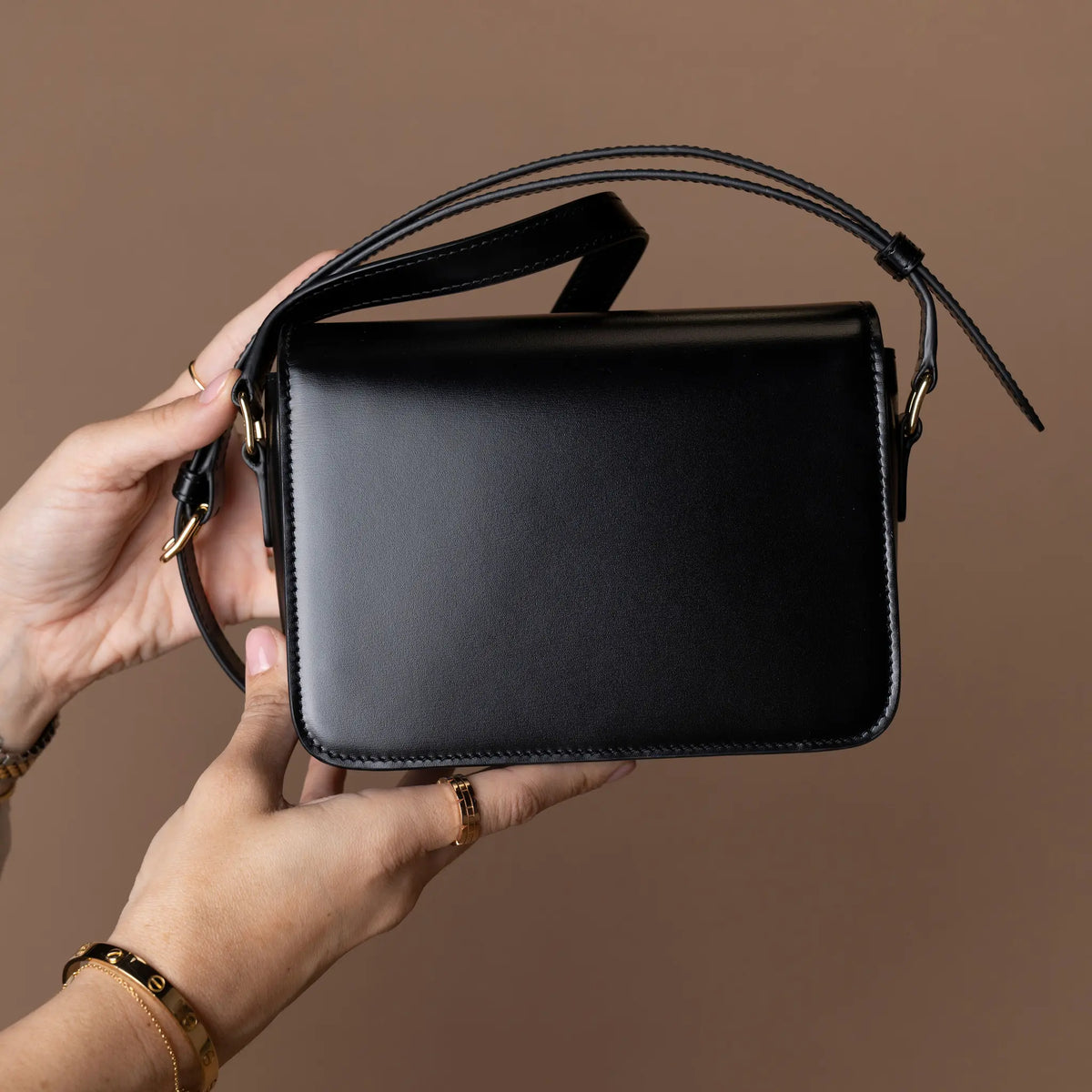 Celine Teen Shiny Calfskin Triomphe Crossbody — Detail View
