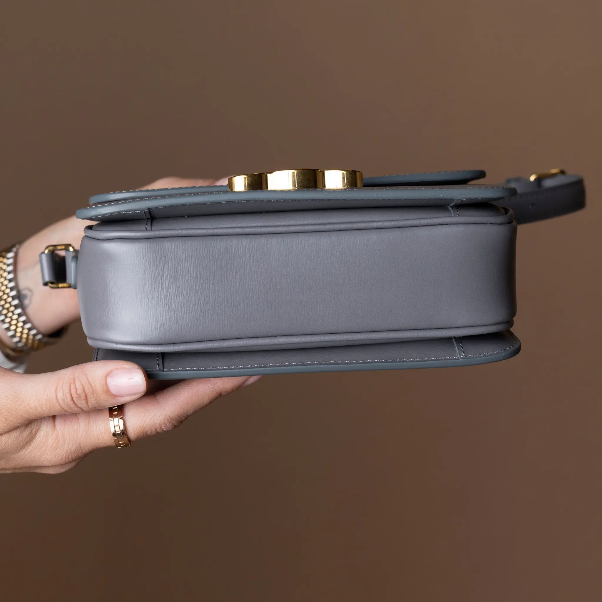 Celine Teen Shiny Calfskin Triomphe Crossbody — Front View