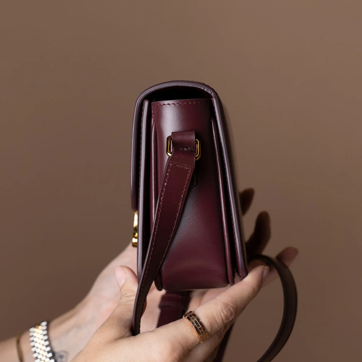 Celine Teen Shiny Calfskin Triomphe Crossbody — Interior Detail