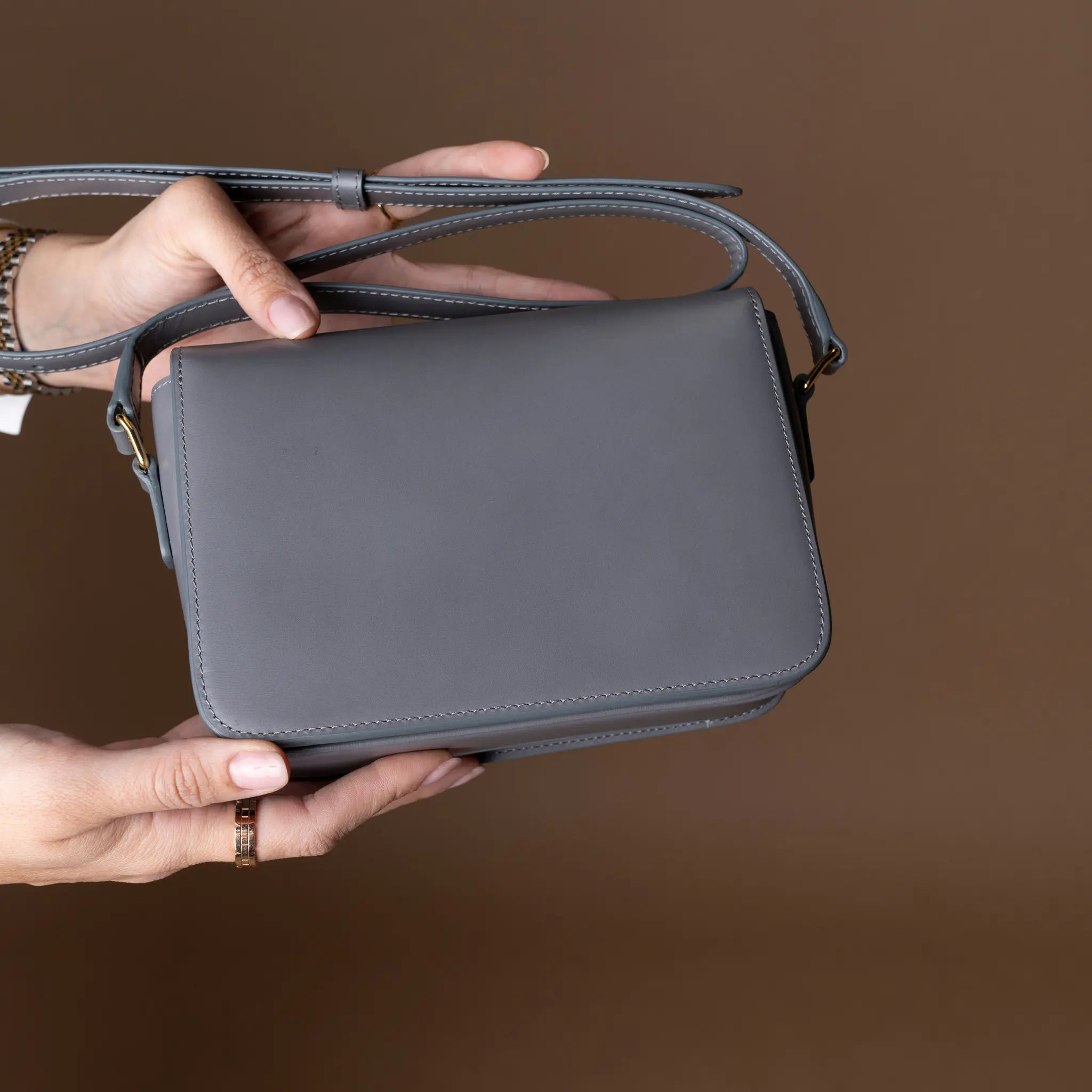 Celine Teen Shiny Calfskin Triomphe Crossbody — Interior Detail