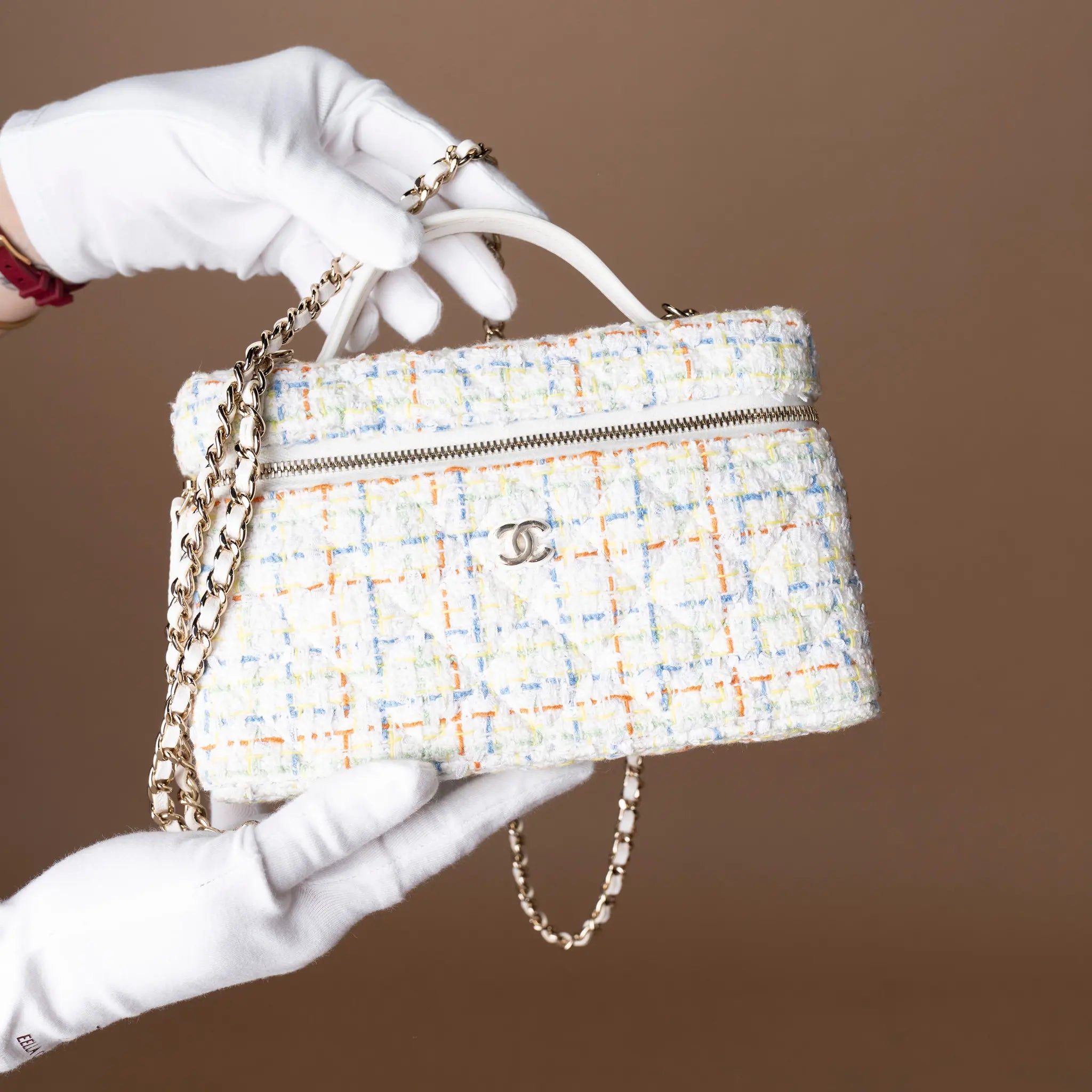 Chanel 25C Cruise CC Quilted Tweed Vanity Bag — Interior Detail