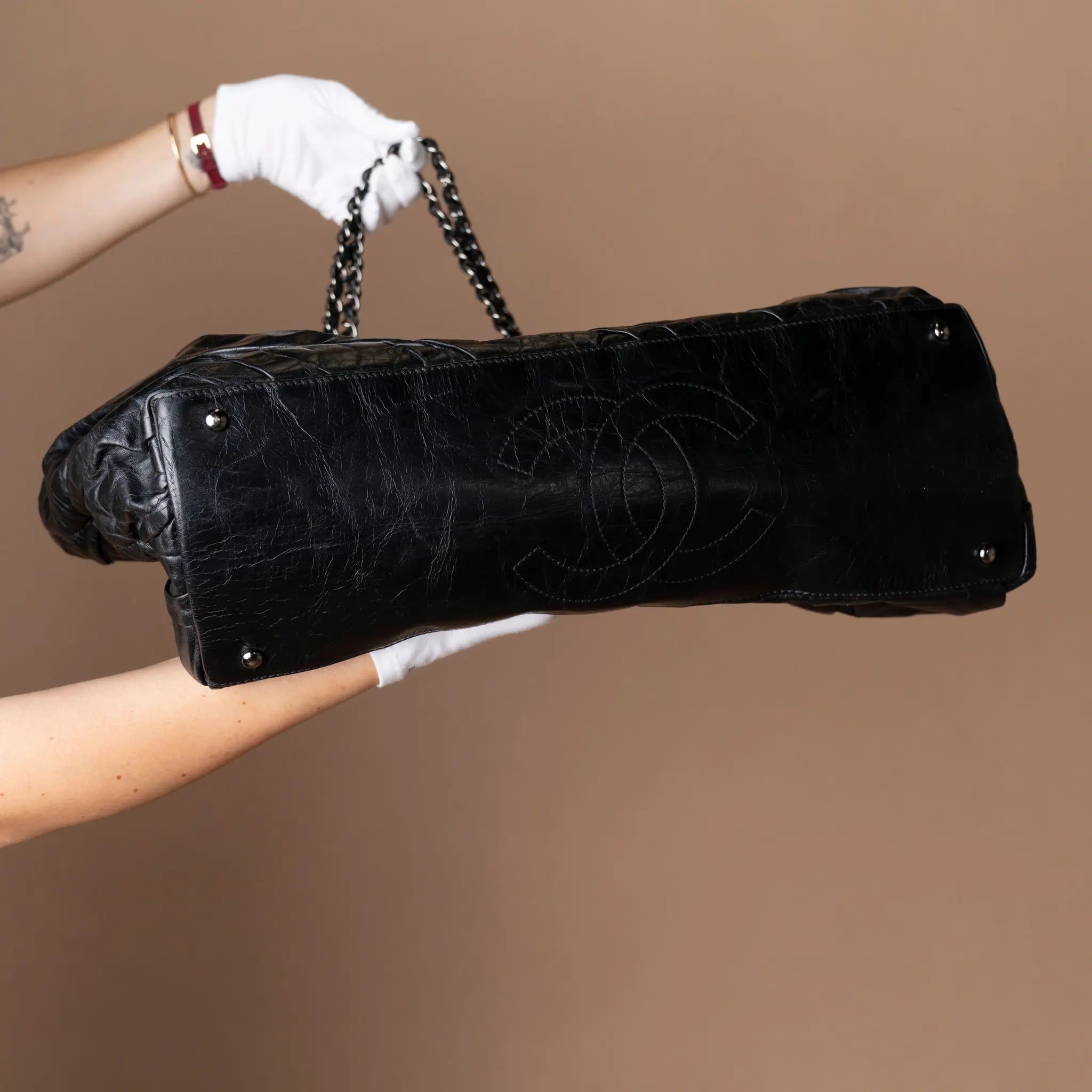 Chanel Aged Calfskin Tote Bag — Side Profile