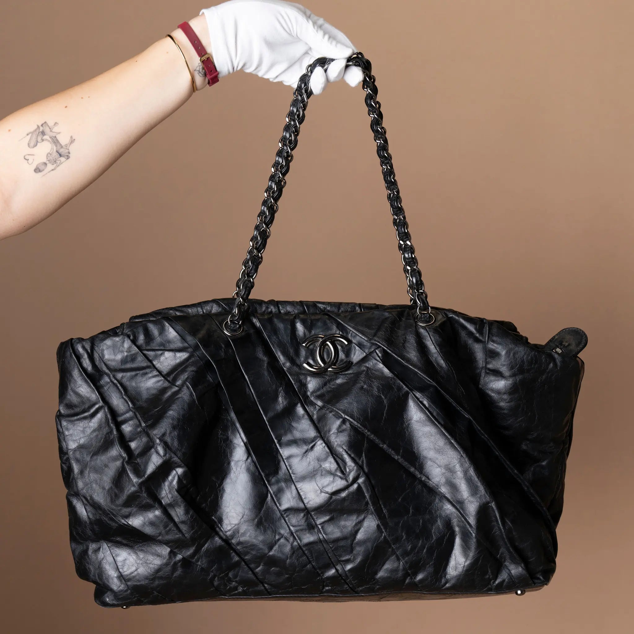 Chanel Aged Calfskin Tote Bag — Interior Detail