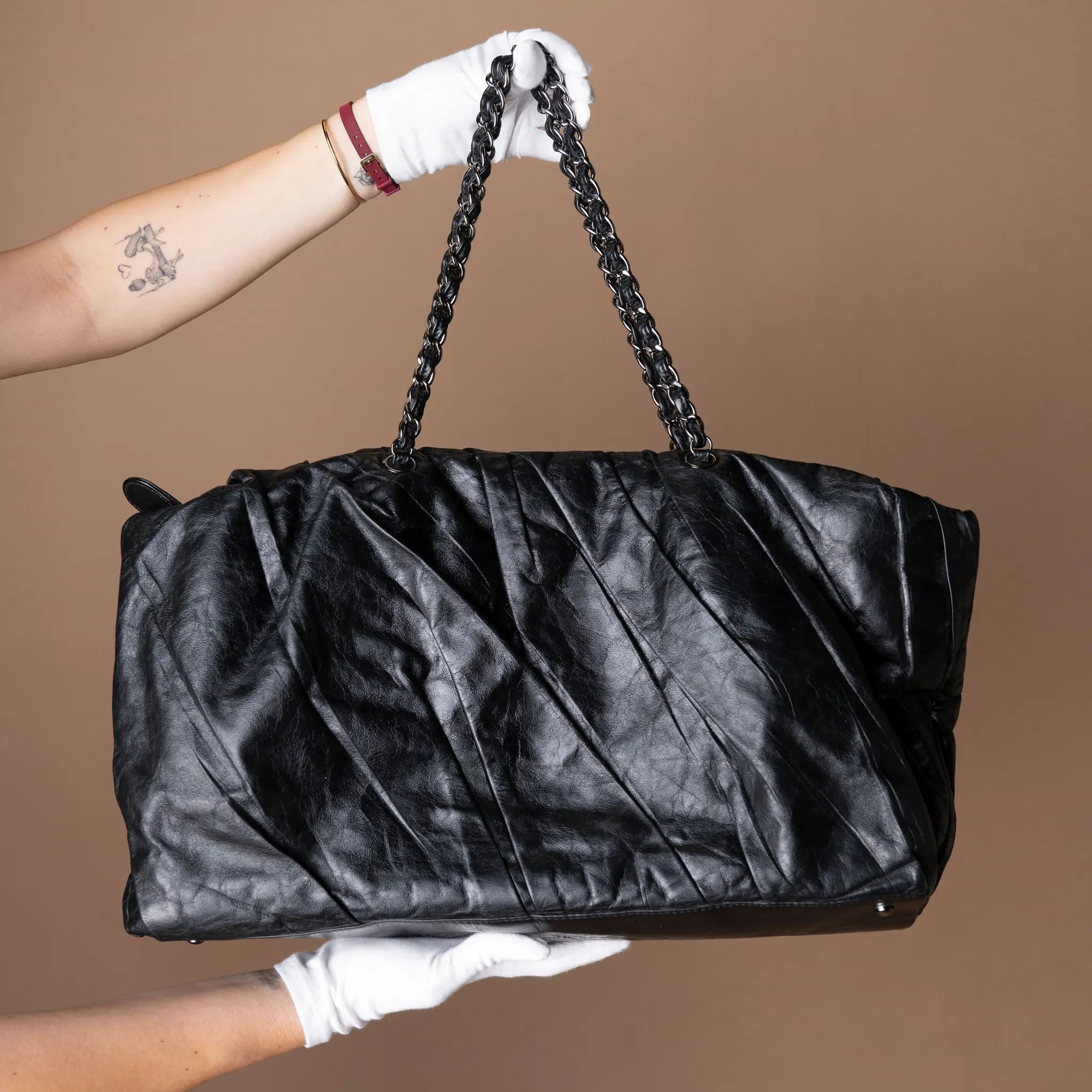 Chanel Aged Calfskin Tote Bag — Close-up Detail