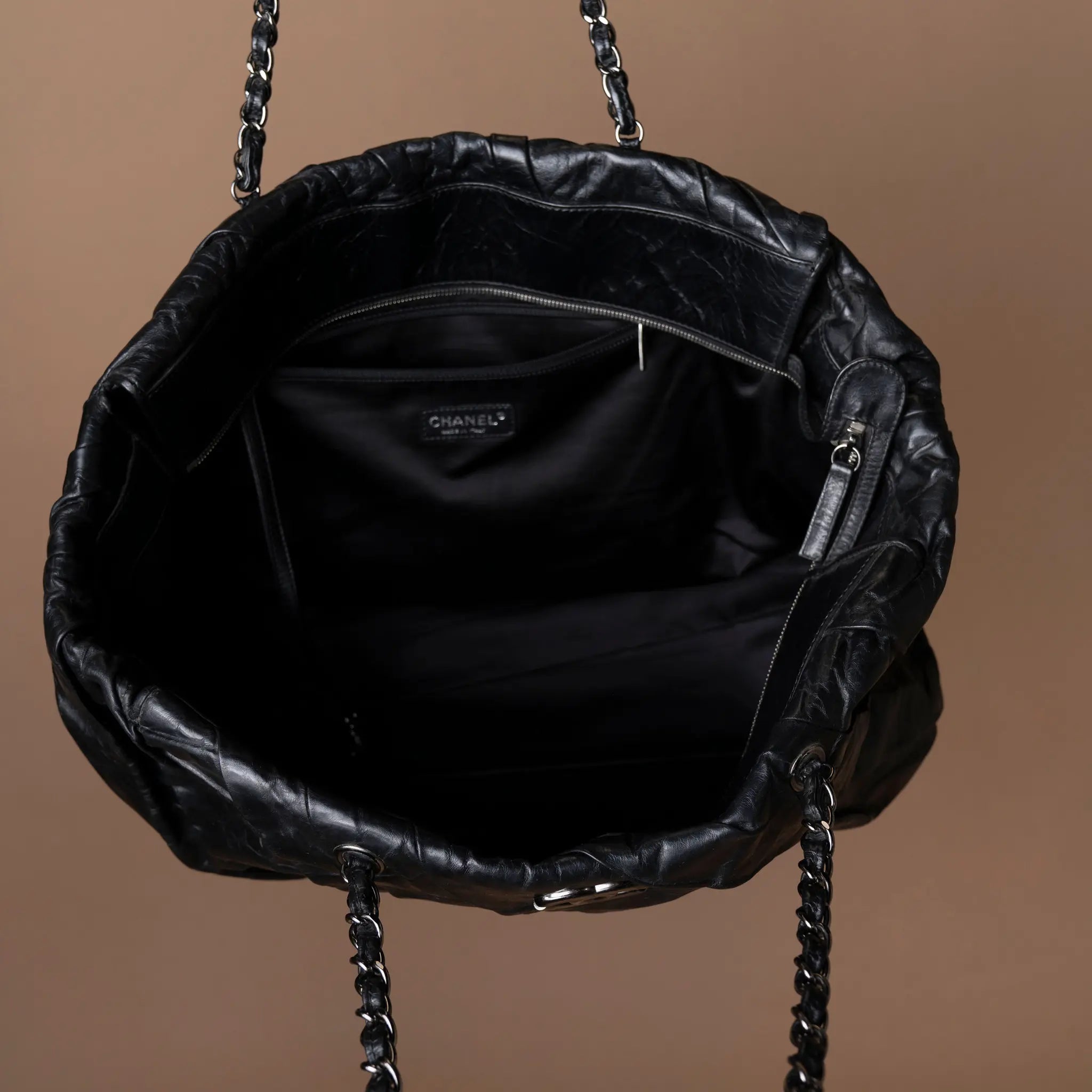 Chanel Aged Calfskin Tote Bag — Detail View