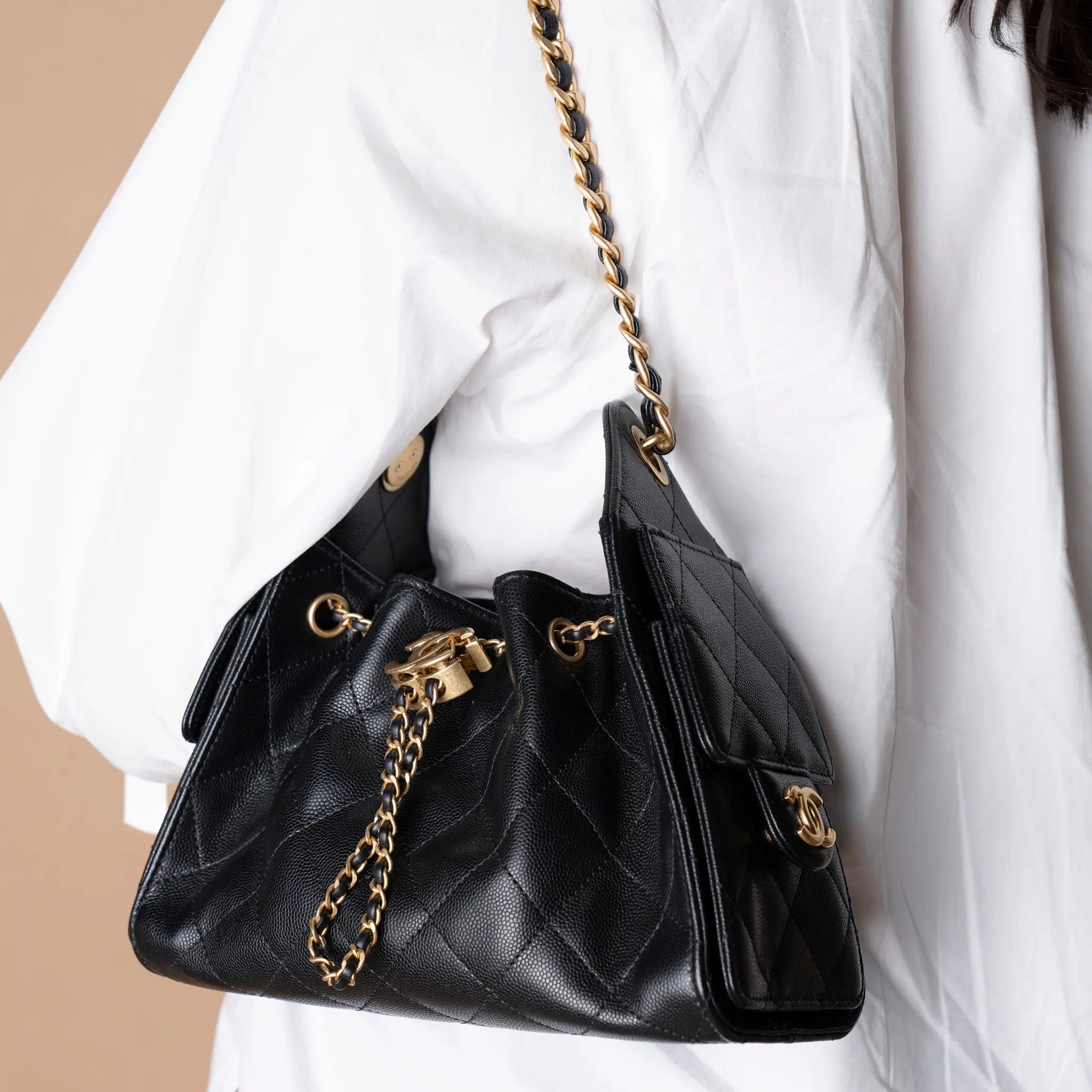 Chanel Black Caviar 25 Mini Bag — Front View