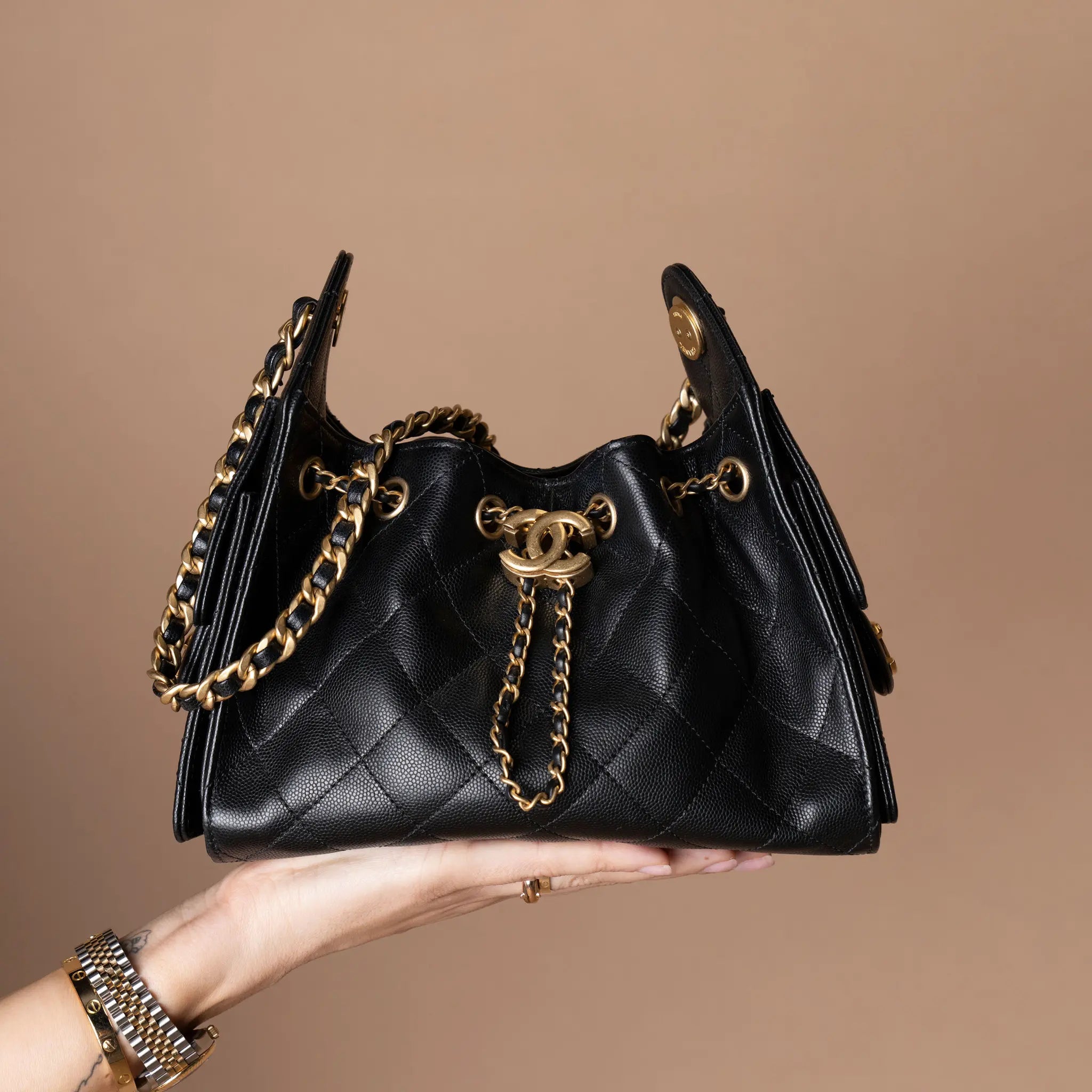 Chanel Black Caviar 25 Mini Bag — Back View