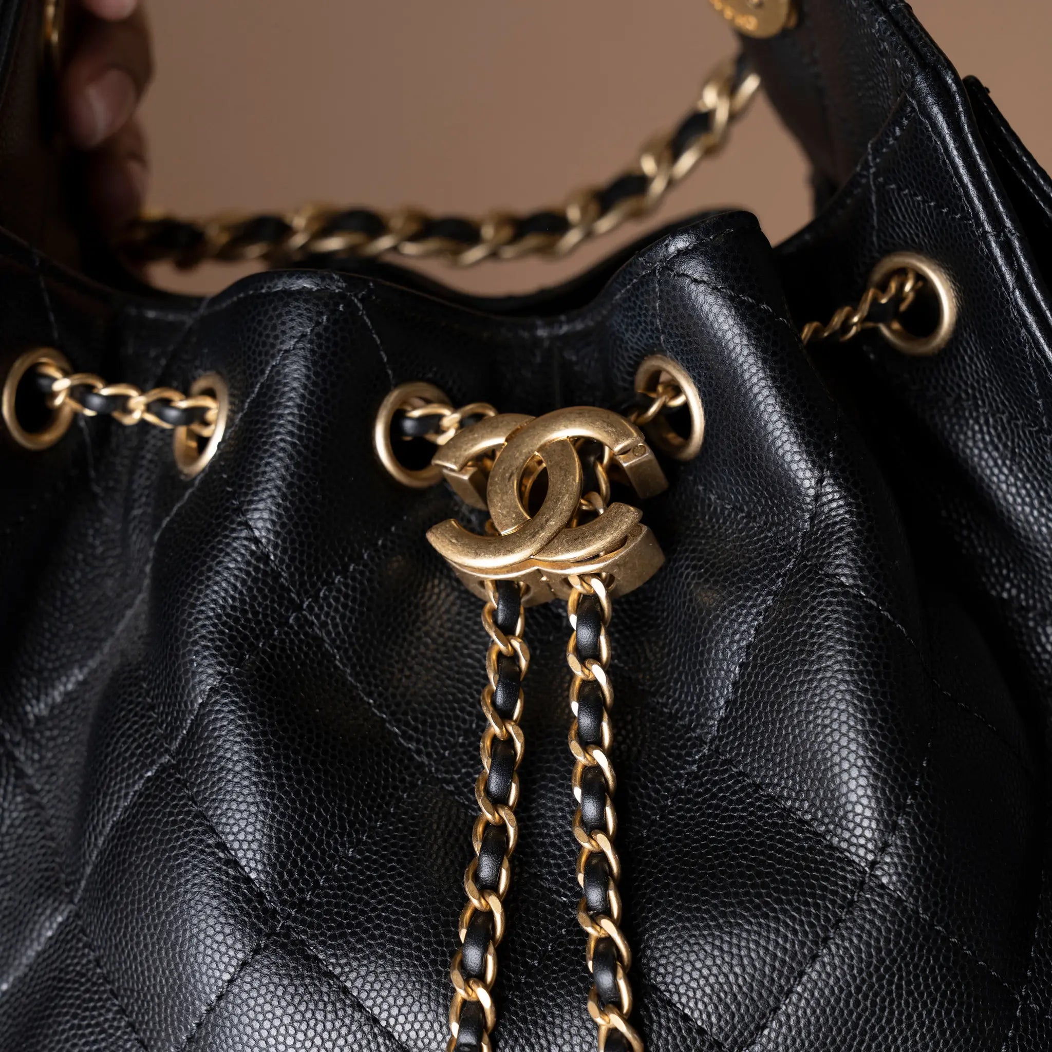 Chanel Black Caviar 25 Mini Bag — Side Profile