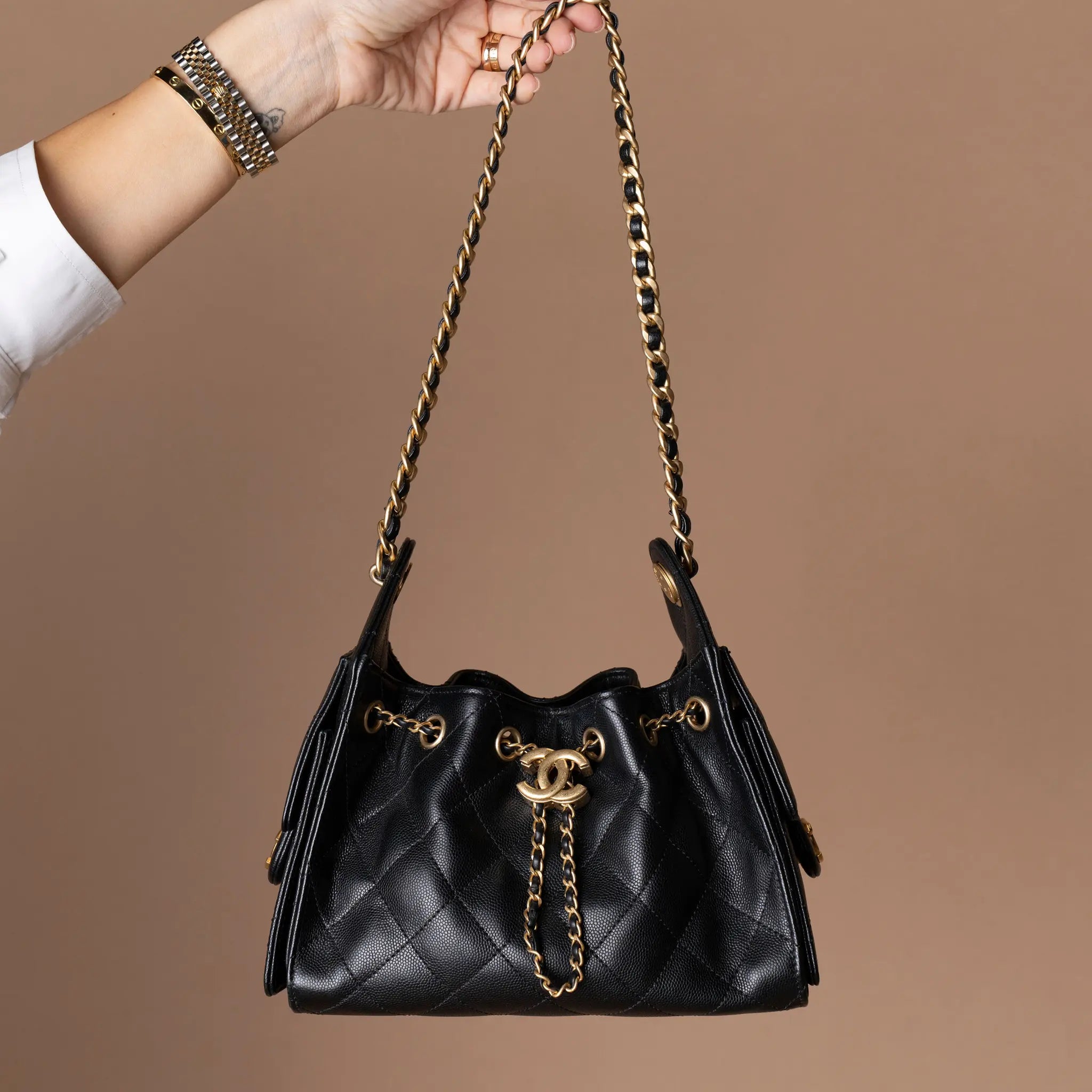 Chanel Black Caviar 25 Mini Bag — Interior Detail