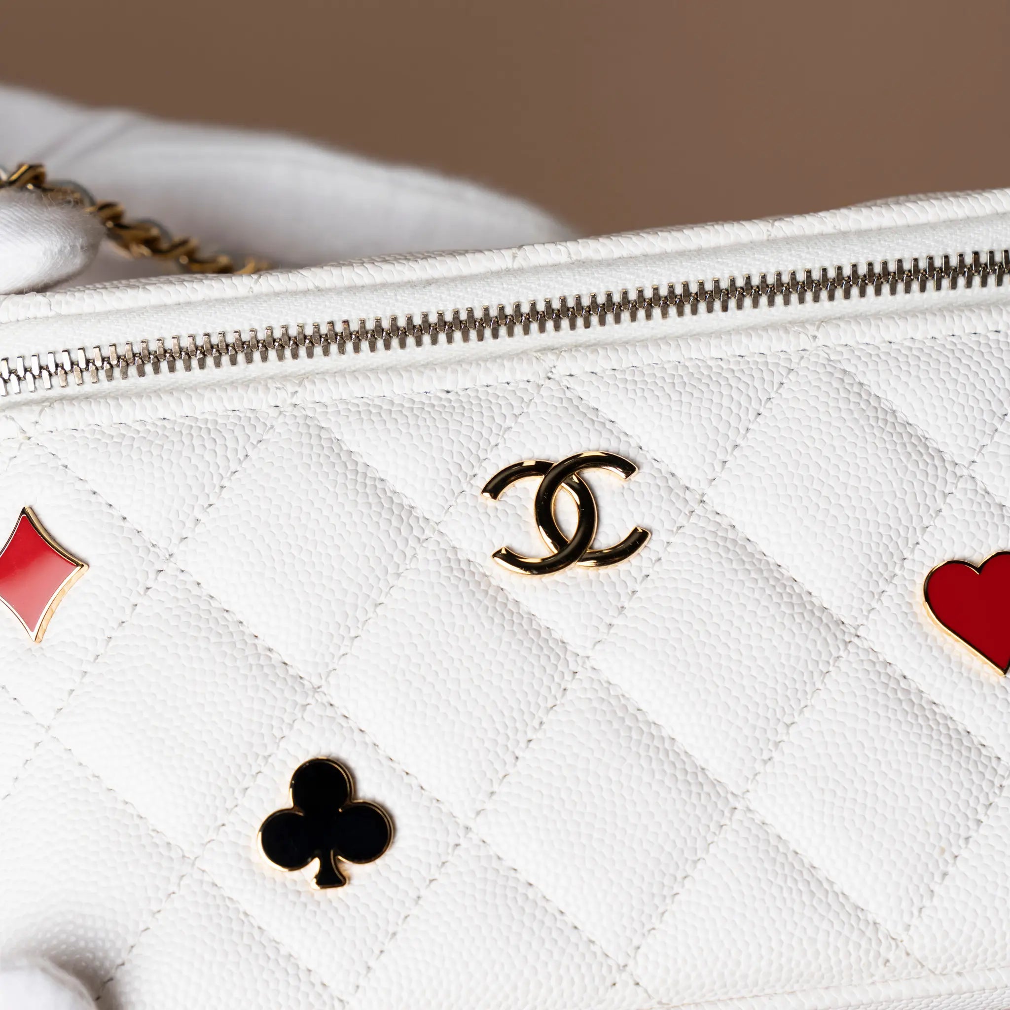 Chanel Caviar Coco Casino Vanity Case with chain — Back View