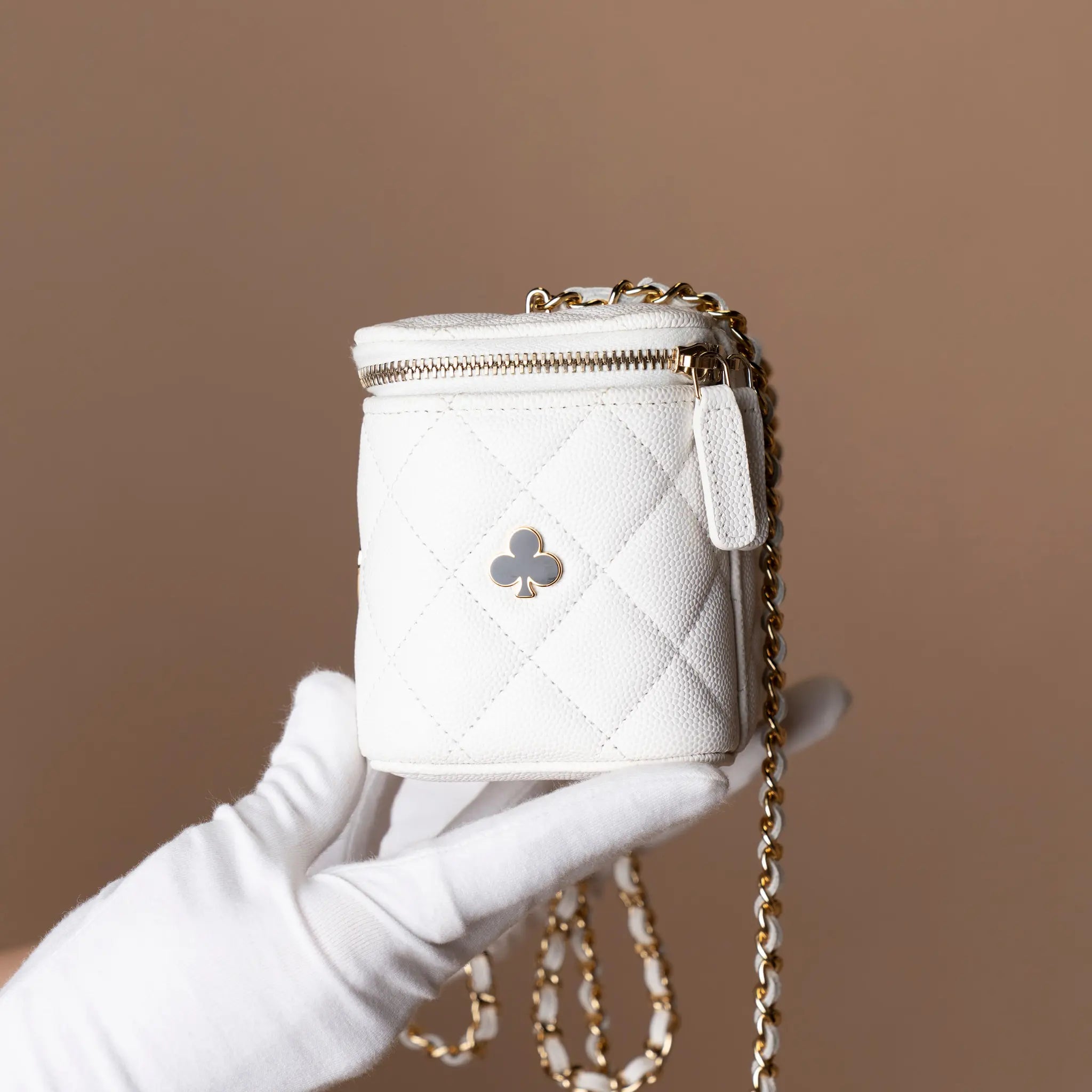 Chanel Caviar Coco Casino Vanity Case with chain — Detail View