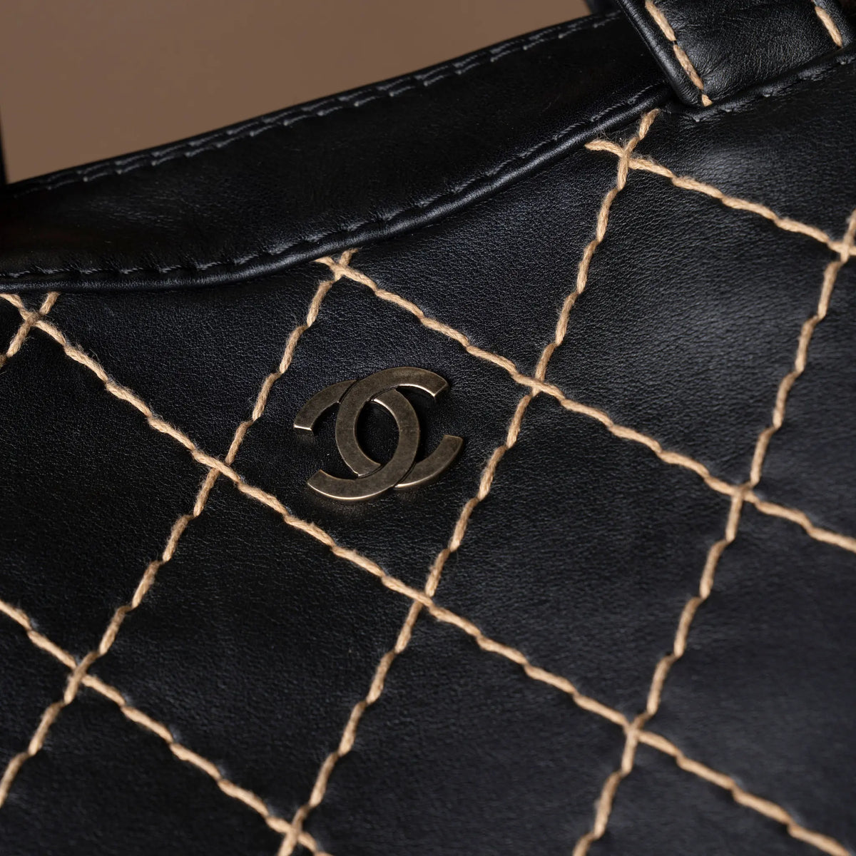Chanel CC Calfskin Wild Stitch Handbag — Front View