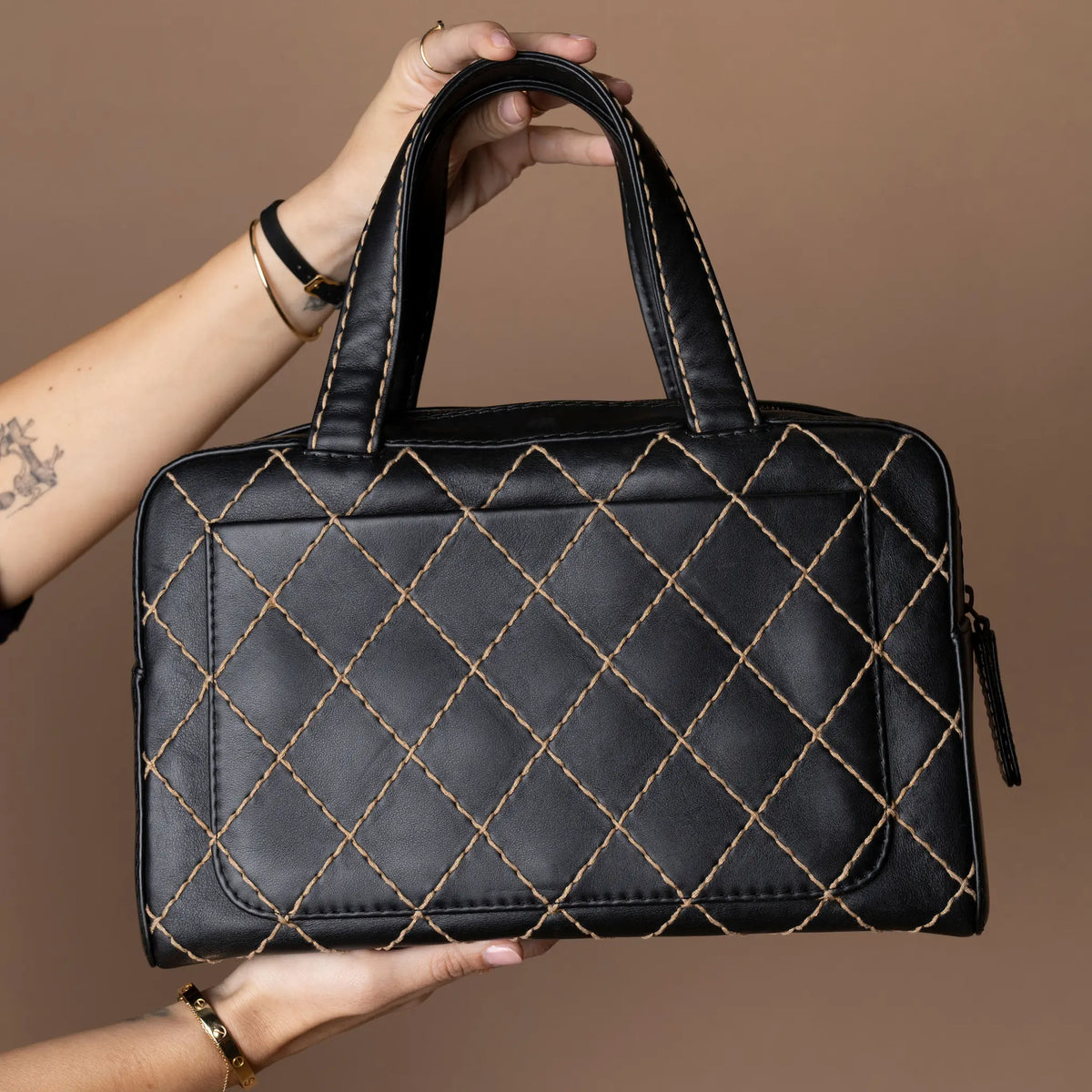 Chanel CC Calfskin Wild Stitch Handbag — Detail View