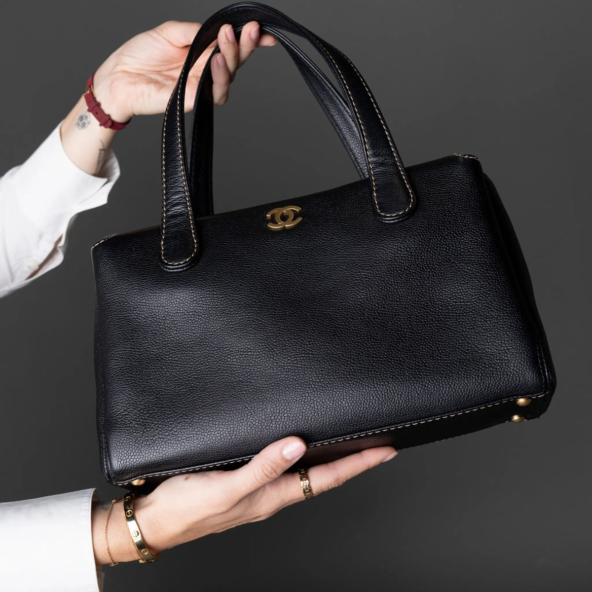 Chanel CC Caviar Handbag — Detail View