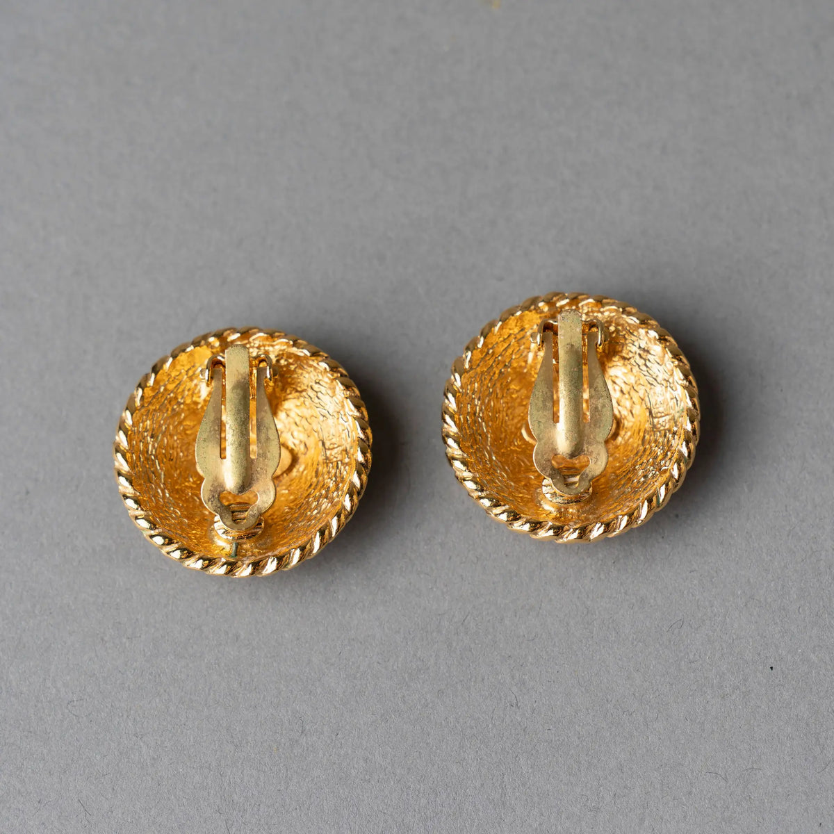 Chanel CC Gold Plated Round Clip On Earrings — Featured Image