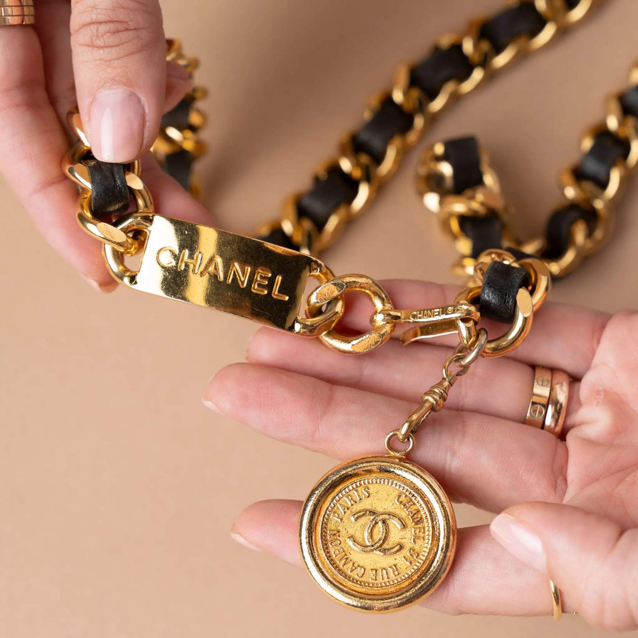 Chanel CC Medallion Chain Belt — Front View