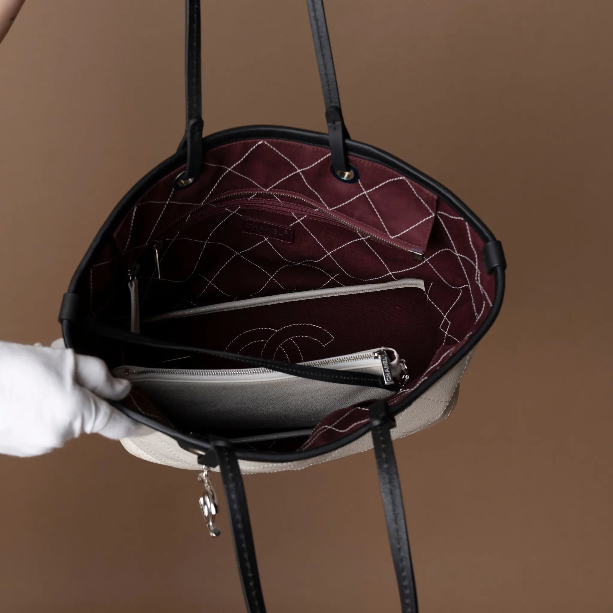Chanel CC Quilted Caviar Shopping Fever Tote — Back View