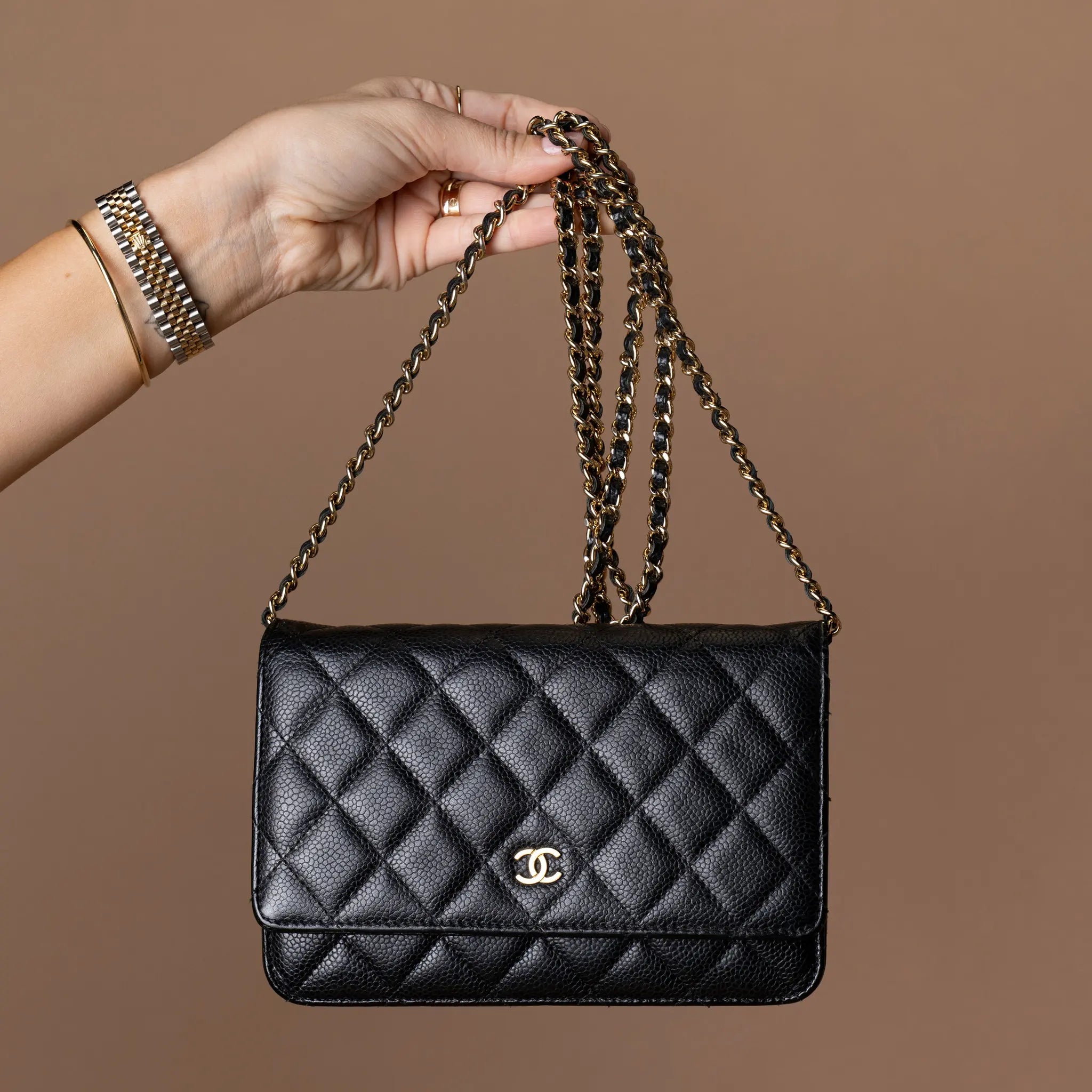 Chanel CC Quilted Caviar Wallet on Chain — Featured Image