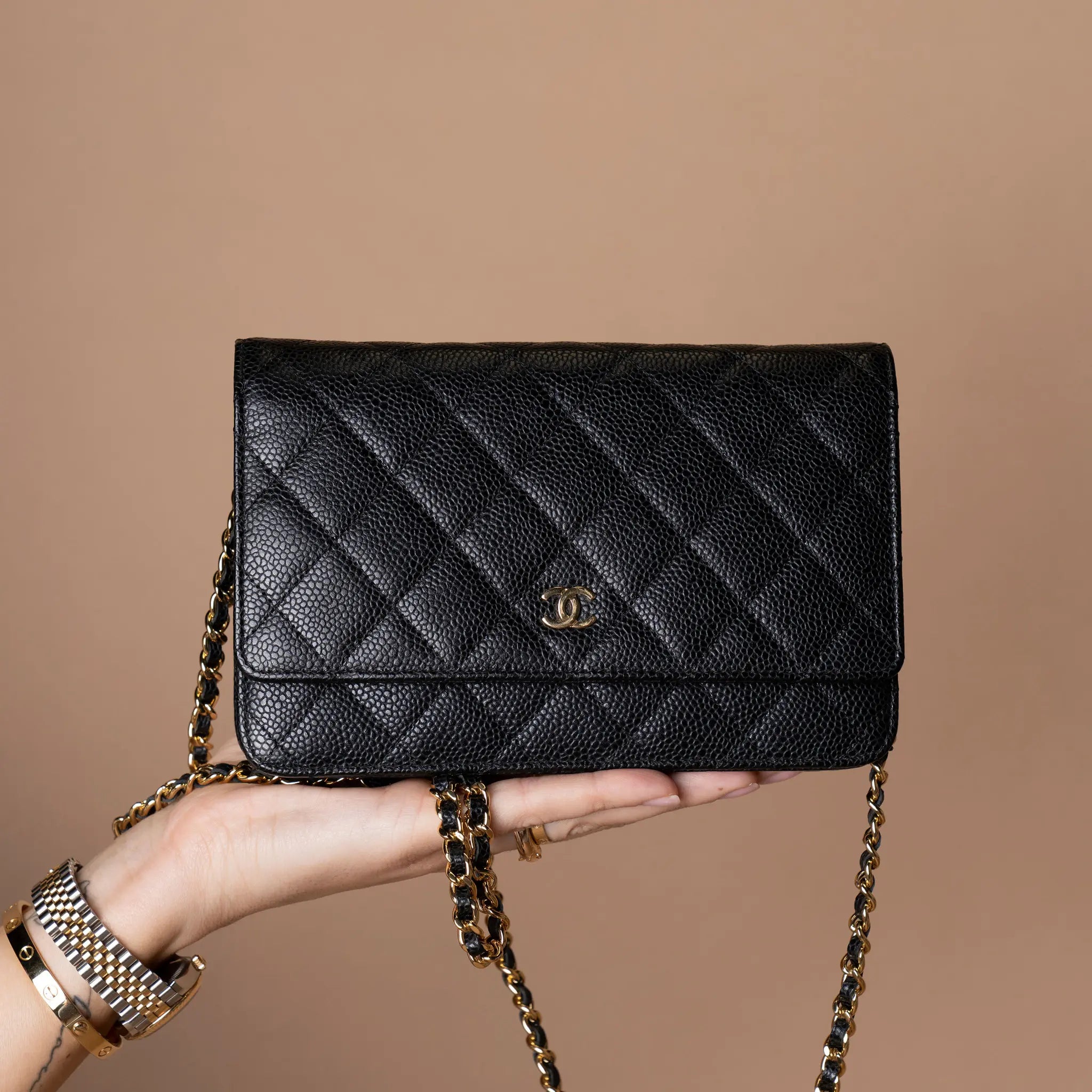 Chanel CC Quilted Caviar Wallet on Chain — Featured Image